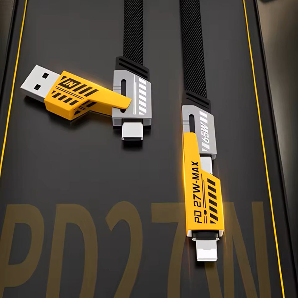 1M Data Cable 4-in-1 PD65W Multi-Function Type-C Charging Cable Fast Charger Cable for iPhone/Samsung/Android Phones