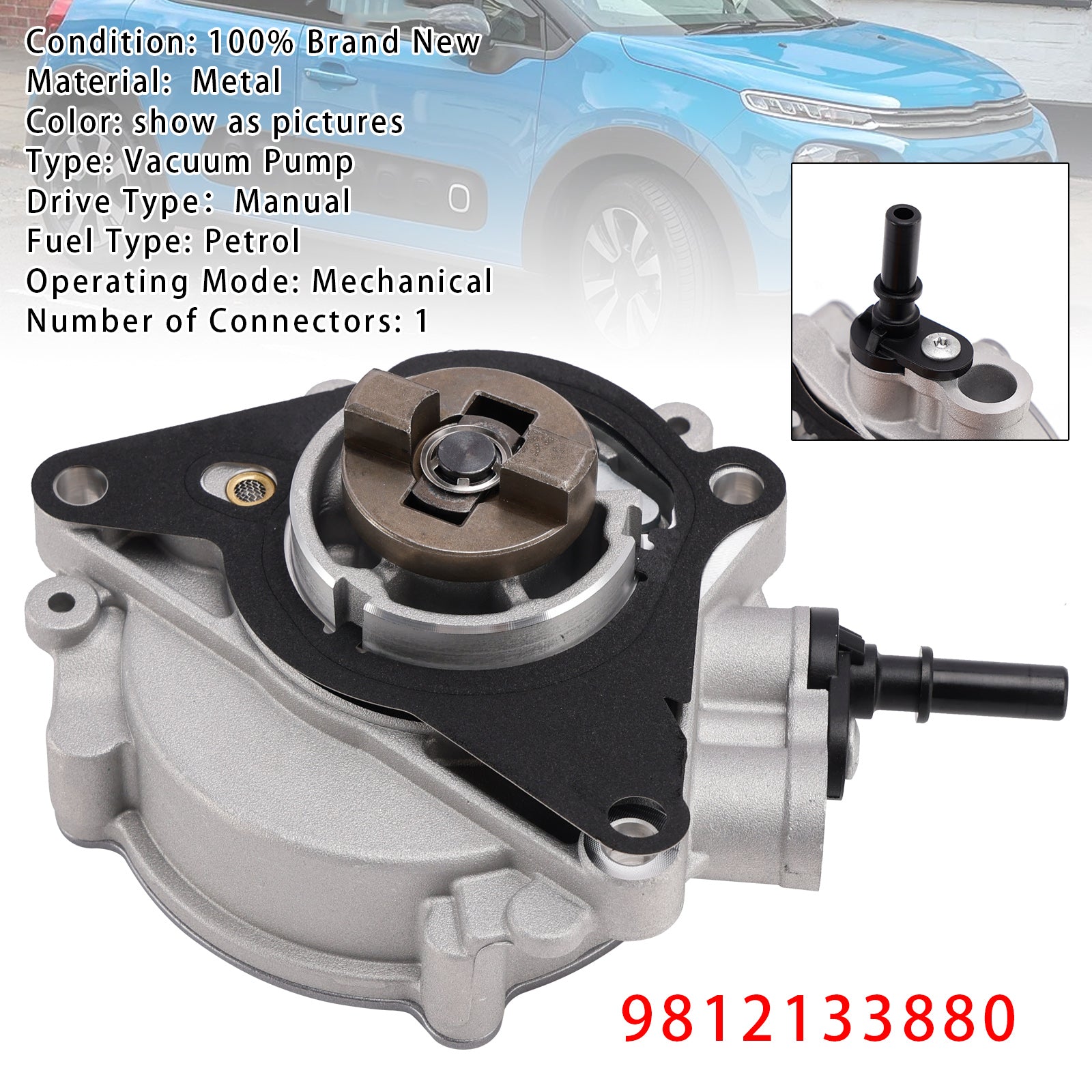 Brake Vacuum Pump 9812133880 For Vauxhall Peugeot Citroen DS 1.2 Petrol