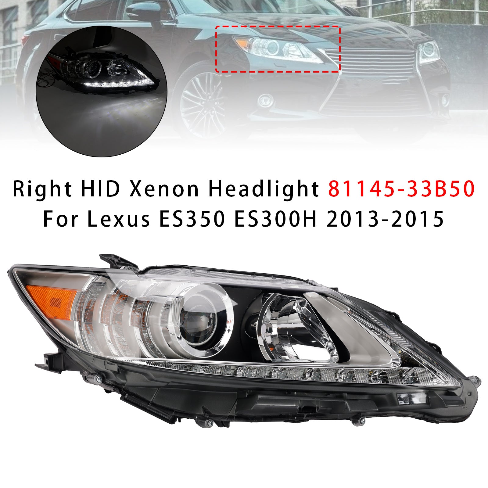 Right Hid Xenon Headlight 81145-33B50 For Lexus Es350 Es300H 2013-2015