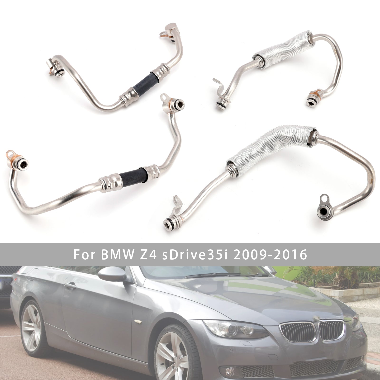 4PCS Turbo Charger Coolant Hose Line Kit For BMW 335i xDrive 335is 335xi 335is