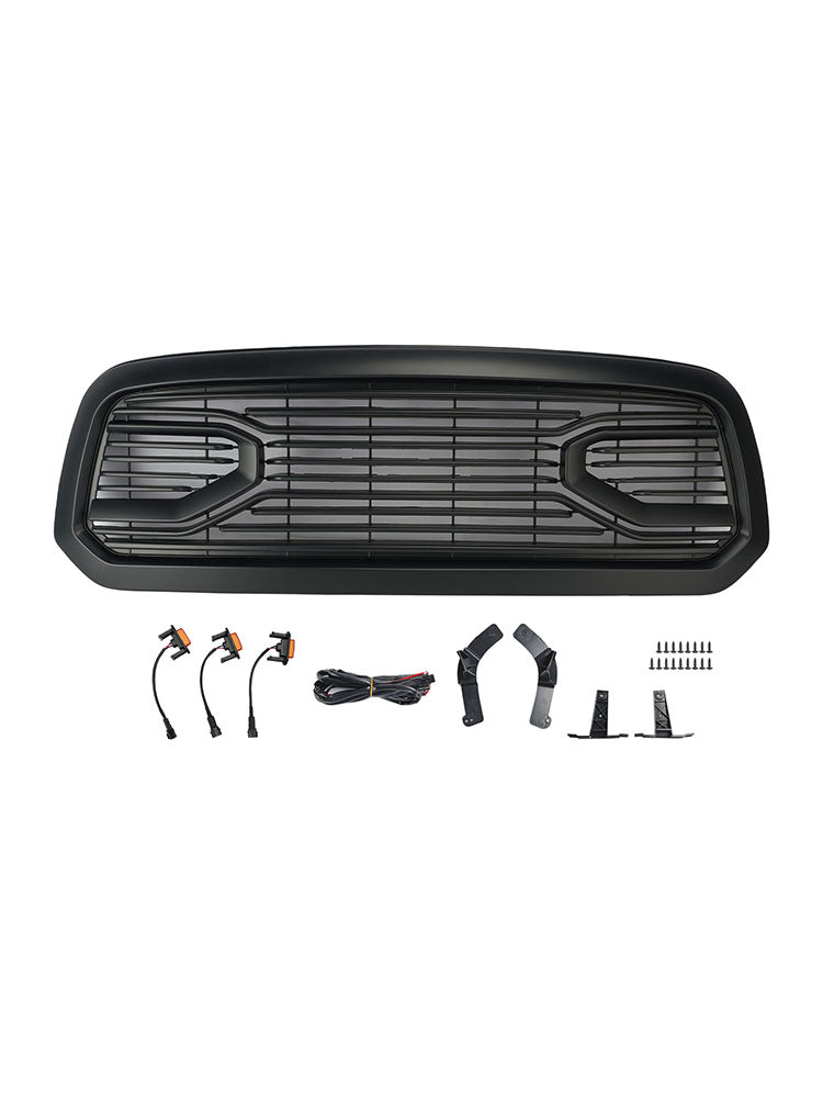 Black Big Horn Style Front Bumper Grill Grille Fit Dodge Ram 1500 2013-2018