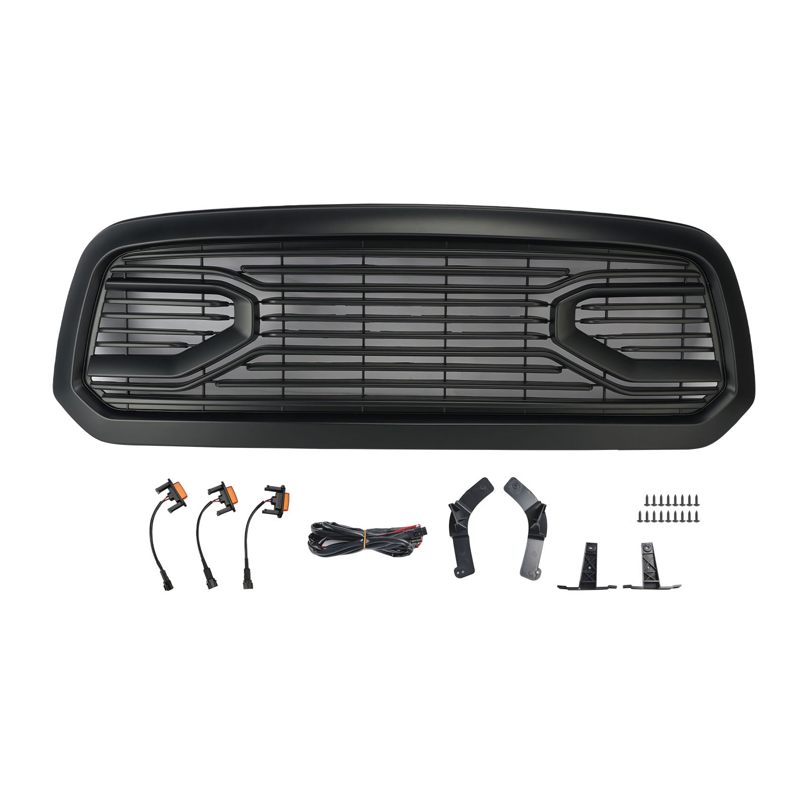 Black Big Horn Style Front Bumper Grill Grille Fit Dodge Ram 1500 2013-2018
