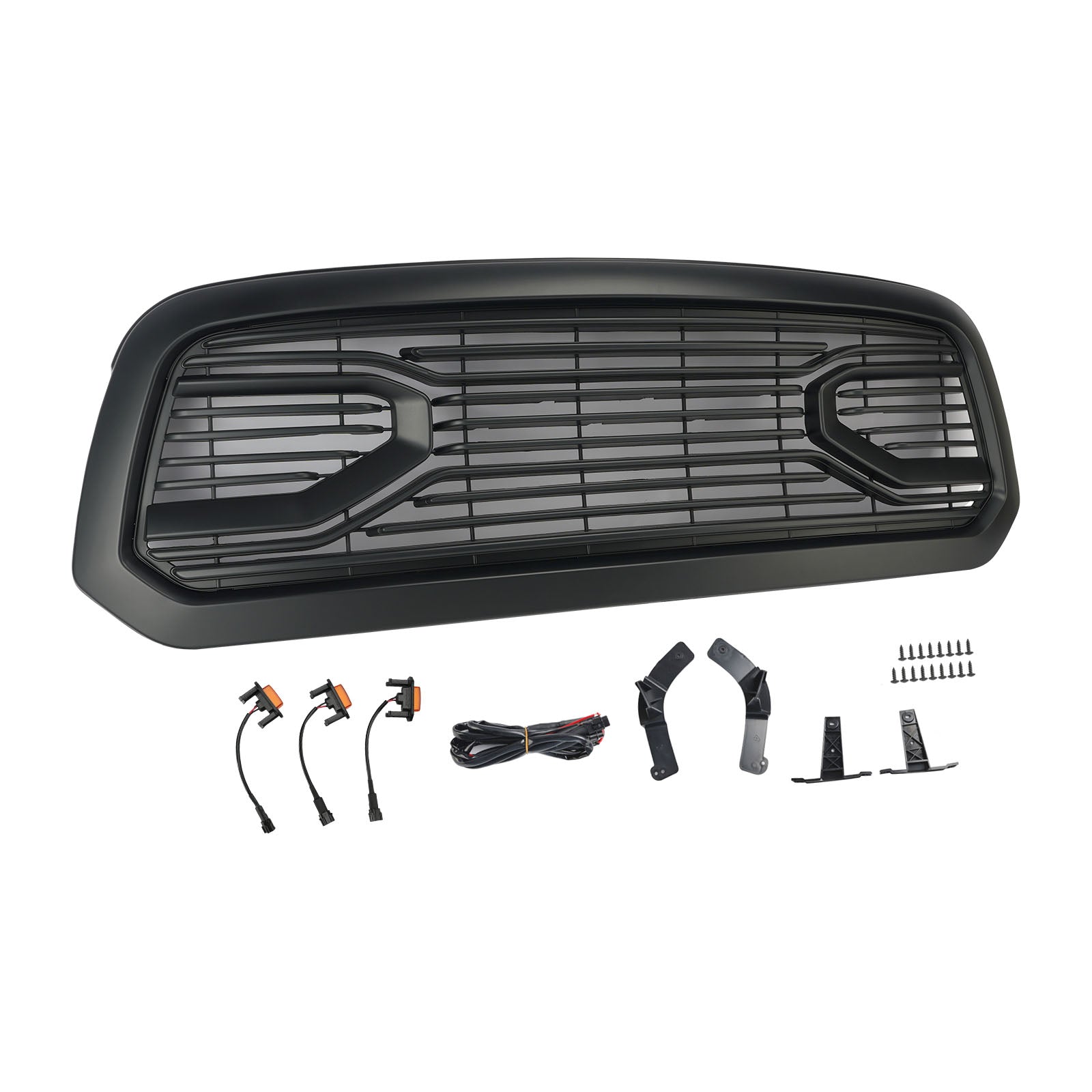 Black Big Horn Style Front Bumper Grill Grille Fit Dodge Ram 1500 2013-2018