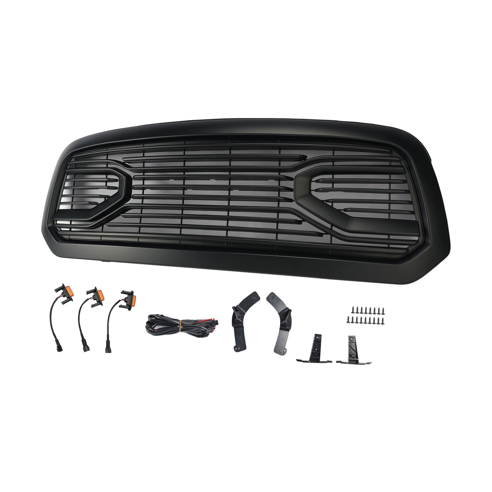 Black Big Horn Style Front Bumper Grill Grille Fit Dodge Ram 1500 2013-2018