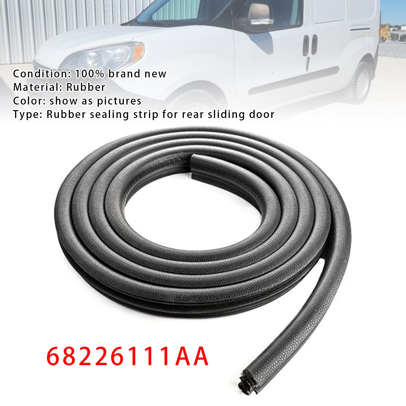 Rear Sliding Door Rubber Sealing Strip For Ram Promaster Rapid 1.4L L4 2018-2021