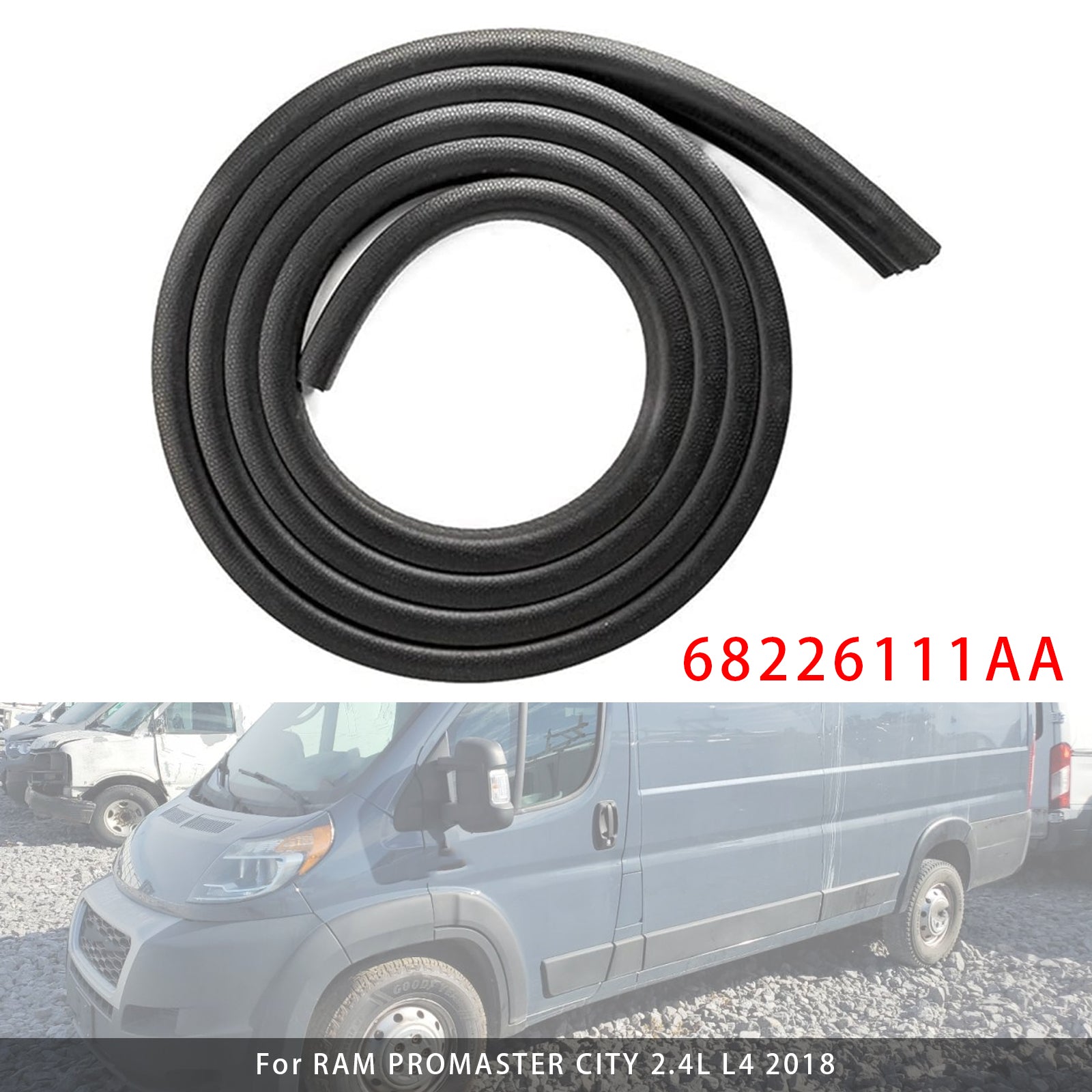 Rear Sliding Door Rubber Sealing Strip For Ram Promaster Rapid 1.4L L4 2018-2021