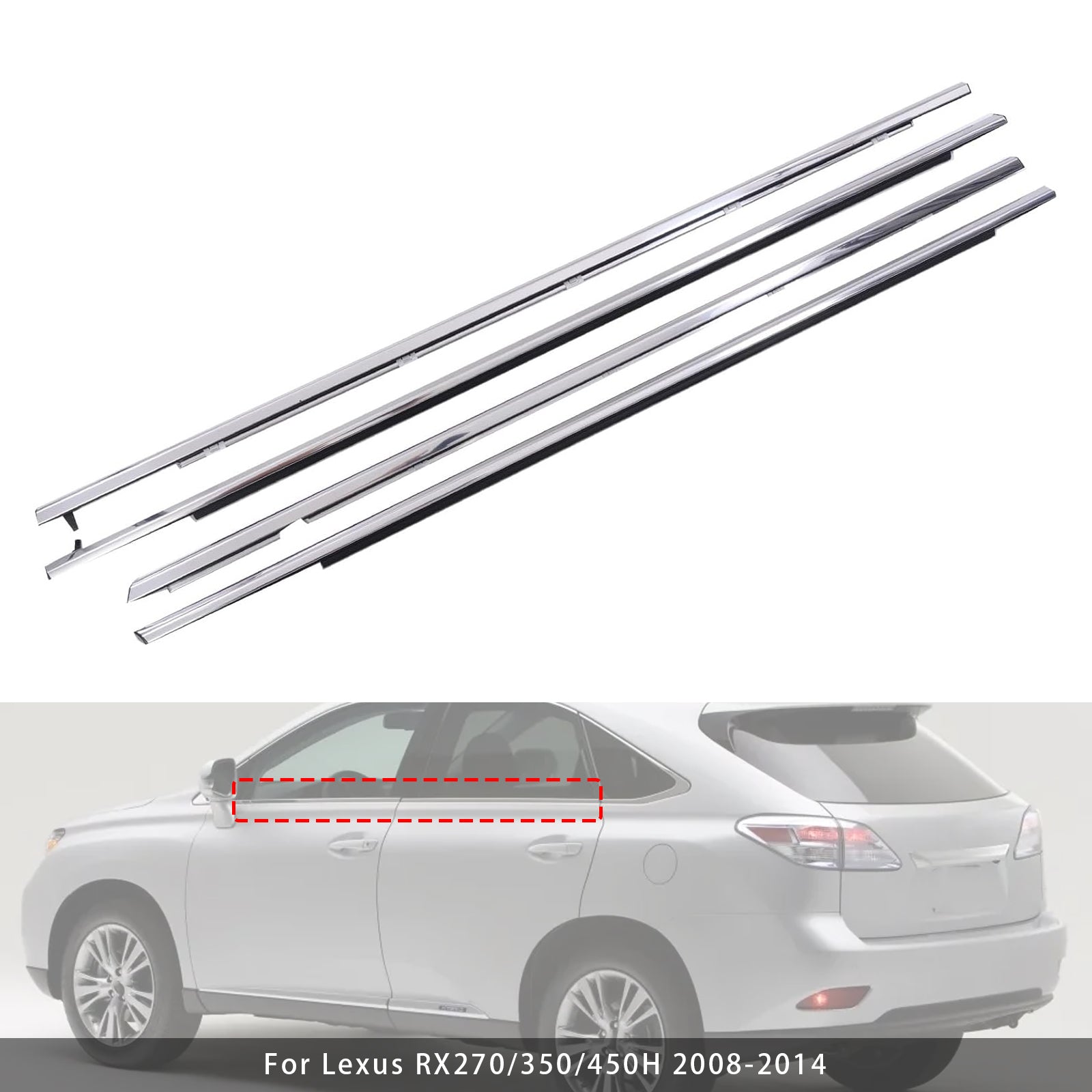 4Pcs Car Outer Window Weatherstrip Seal Belt For Lexus RX270/350/450H 2008-2014