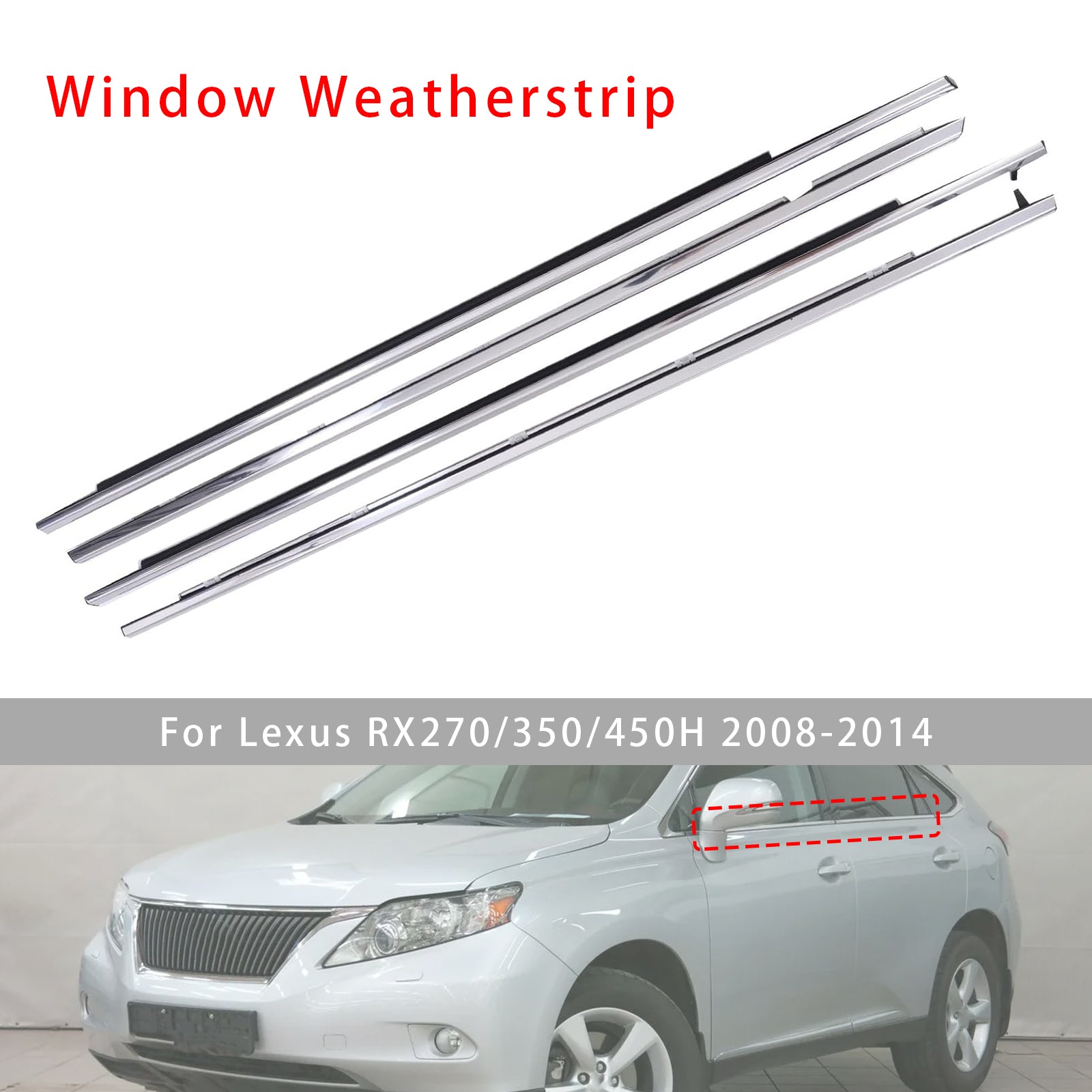 4Pcs Car Outer Window Weatherstrip Seal Belt For Lexus RX270/350/450H 2008-2014