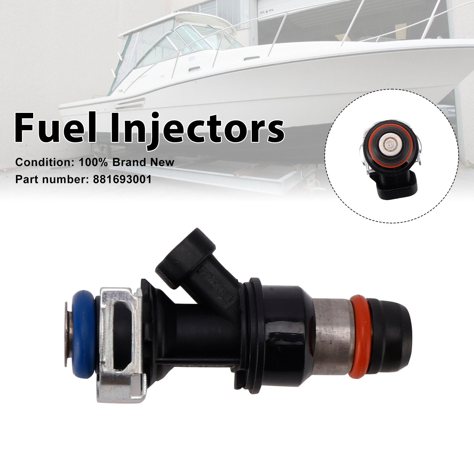 881693001 Fuel Injectors For MERCRUISER 8.1L 496 CID V8 GM Engines