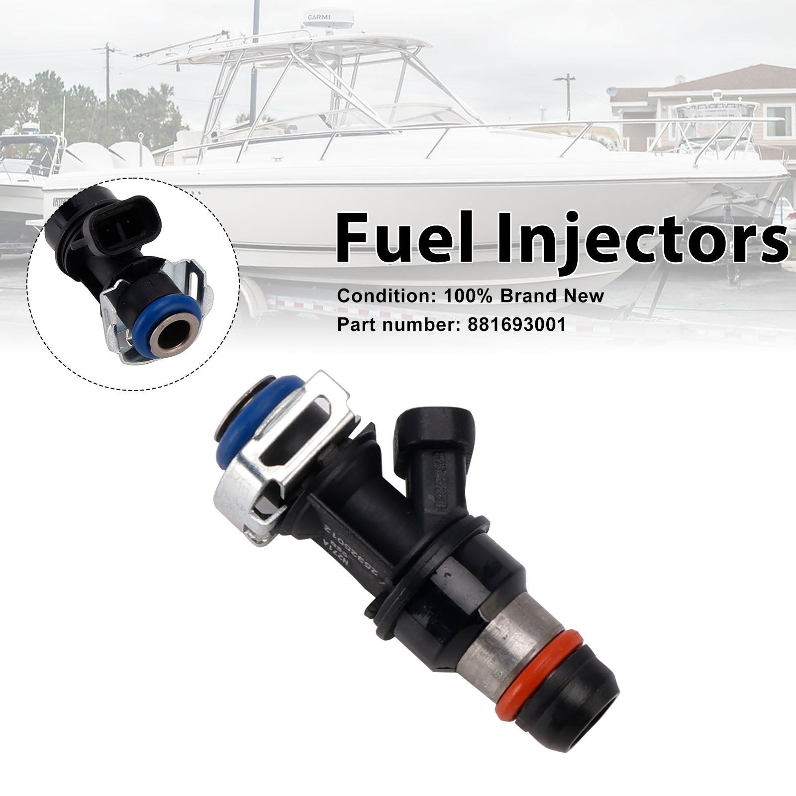 881693001 Fuel Injectors For MERCRUISER 8.1L 496 CID V8 GM Engines
