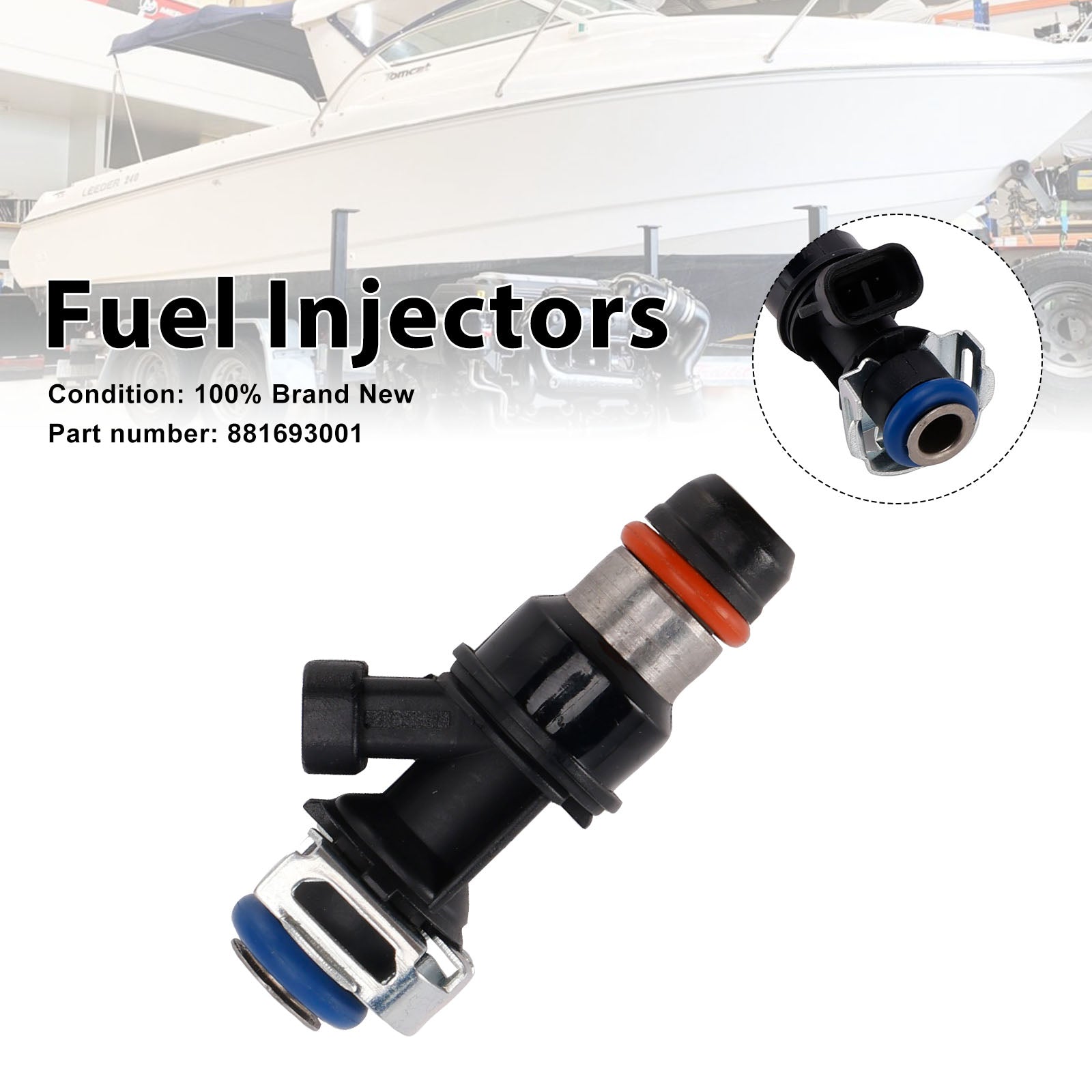 881693001 Fuel Injectors For MERCRUISER 8.1L 496 CID V8 GM Engines