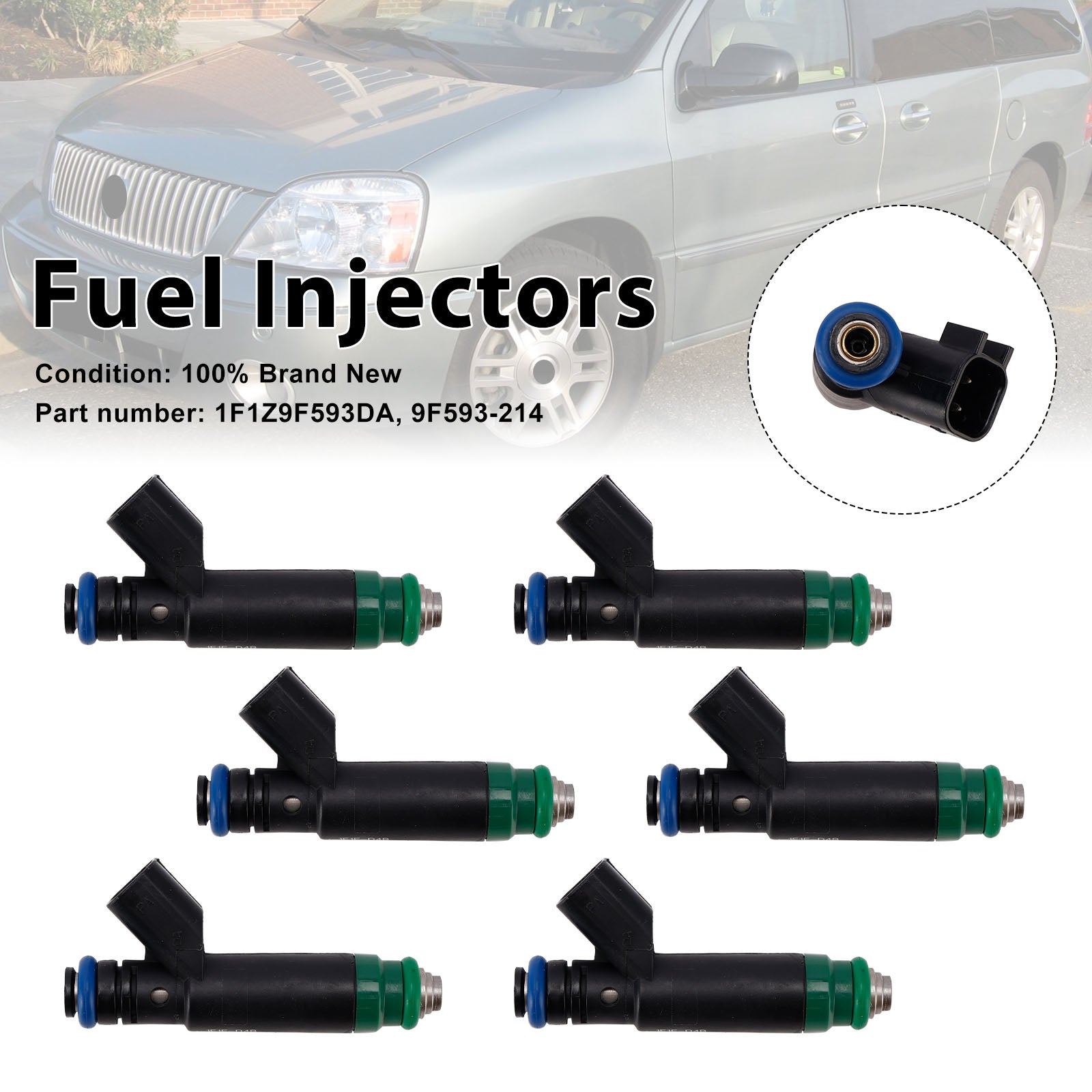 6PC 1F1Z9F593DA Fuel Injectors 9F593-214 For Mercury Monterey Ford Freestar