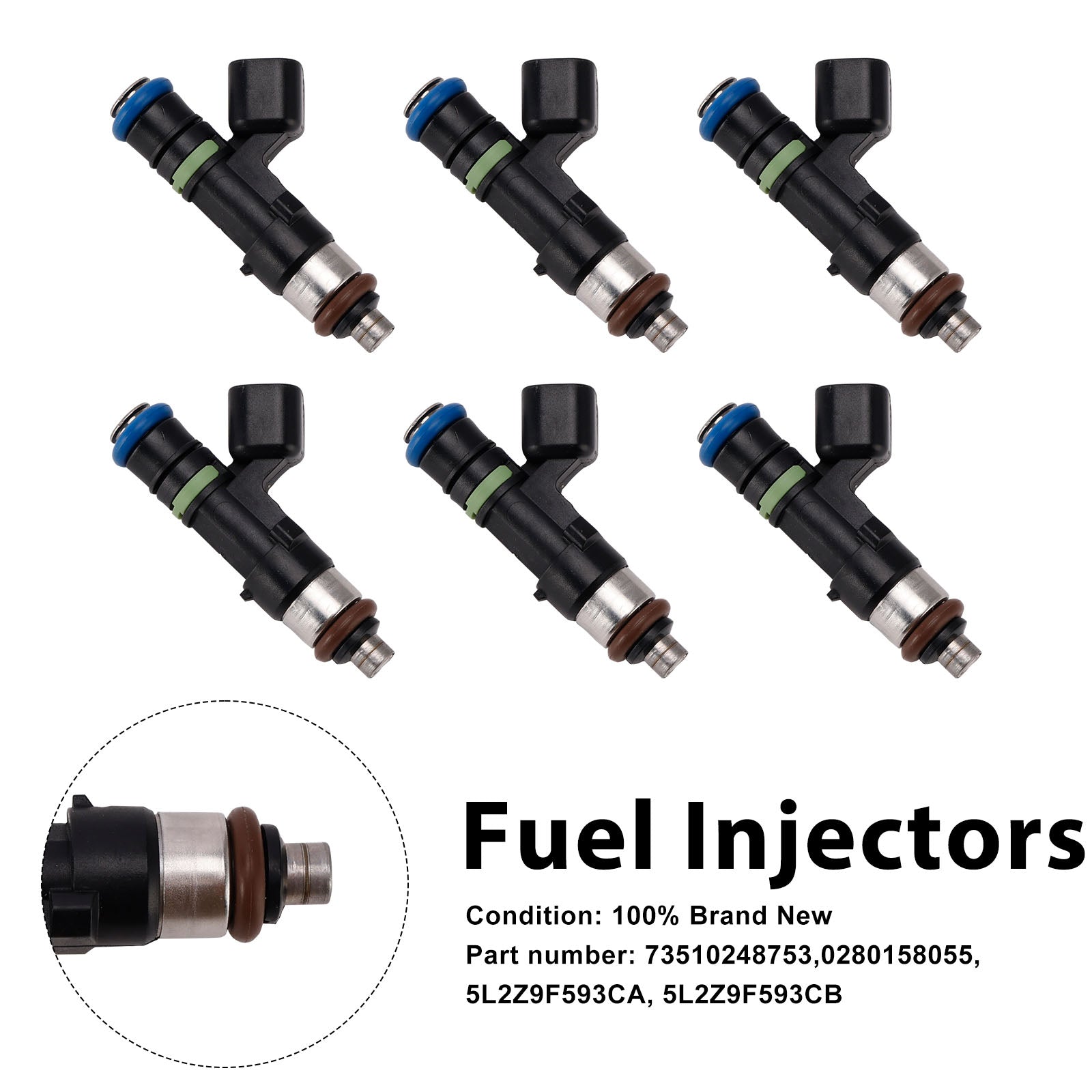 6PC 0280158055 Fuel Injectors 5L2Z9F593CA For Mercury Mountaineer Ford Explorer