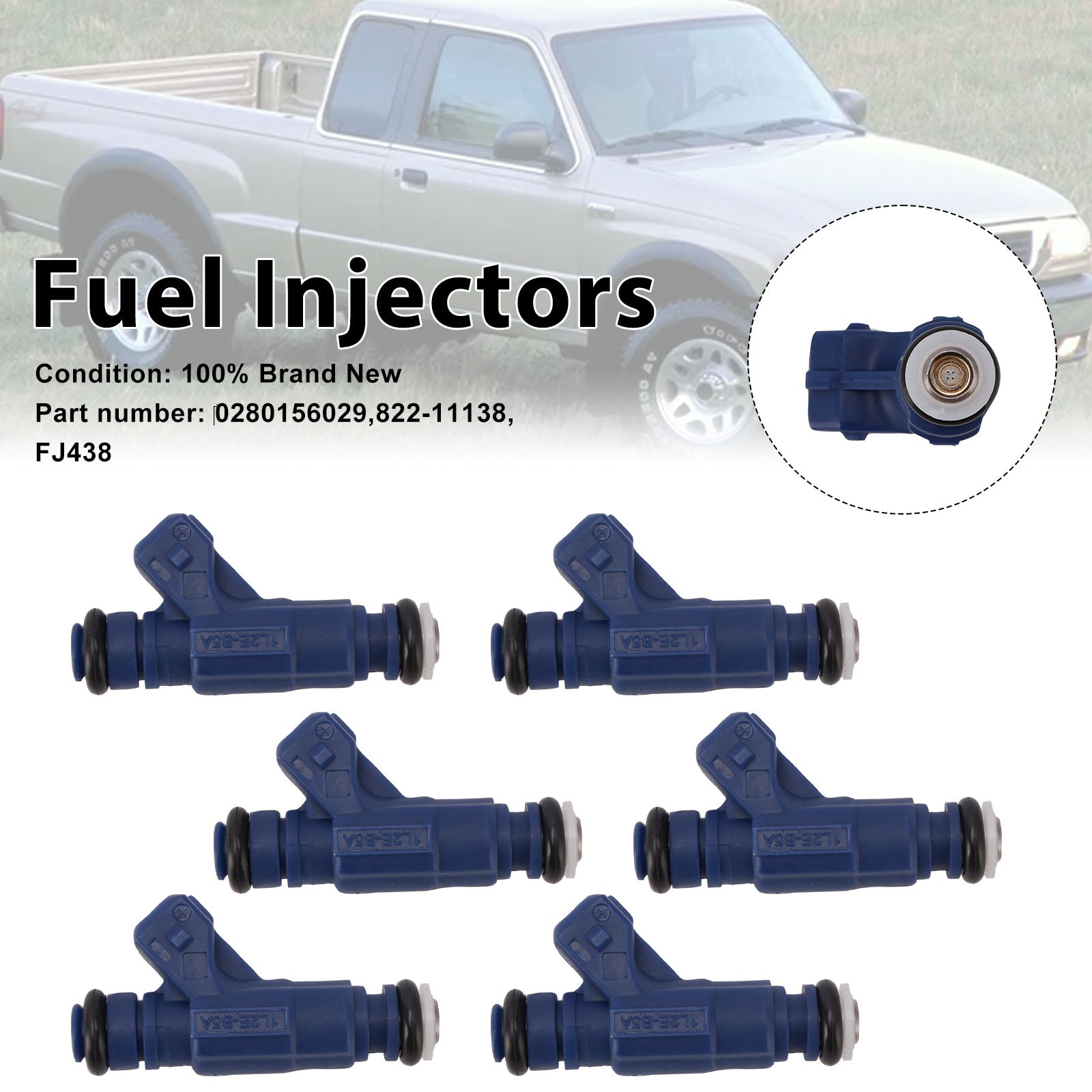 6PC 822-11138 Fuel Injectors ?0280156029 For Mercury Mountaineer Ford Ranger Explorer