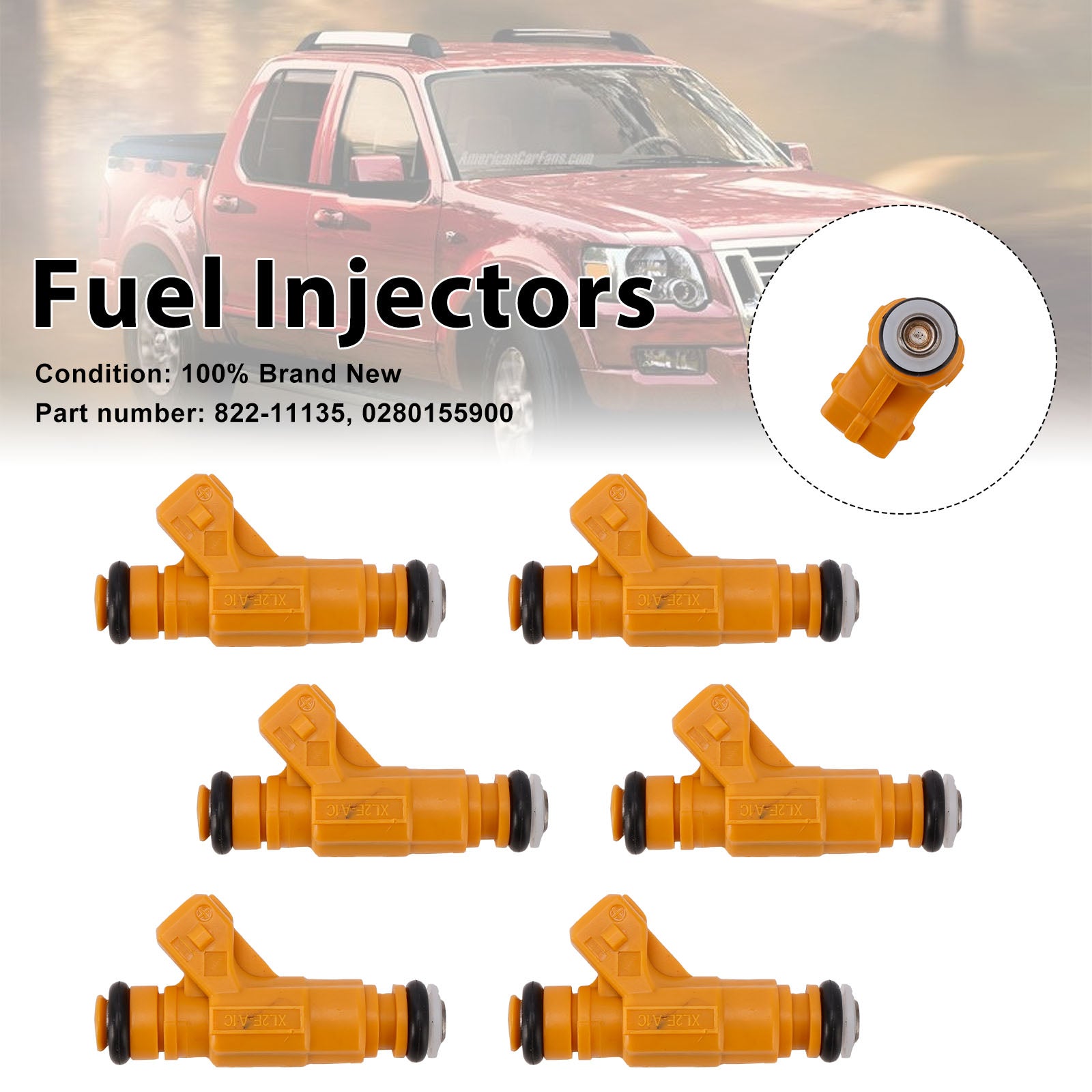 6PC 822-11135 Fuel Injectors ?0280155900 For Mercury Mountaineer Ford Explorer