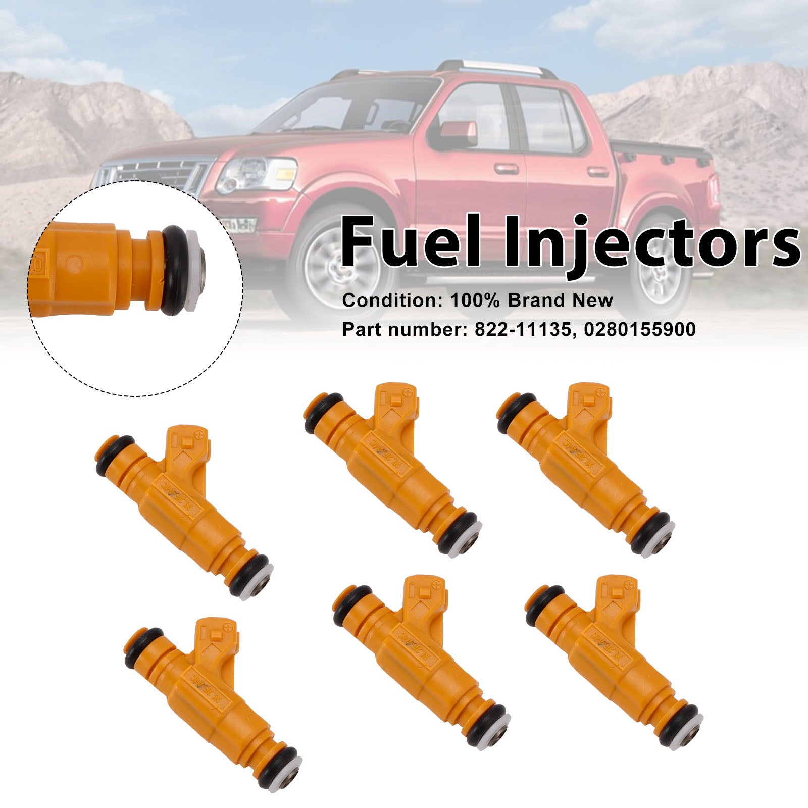6PC 822-11135 Fuel Injectors ?0280155900 For Mercury Mountaineer Ford Explorer