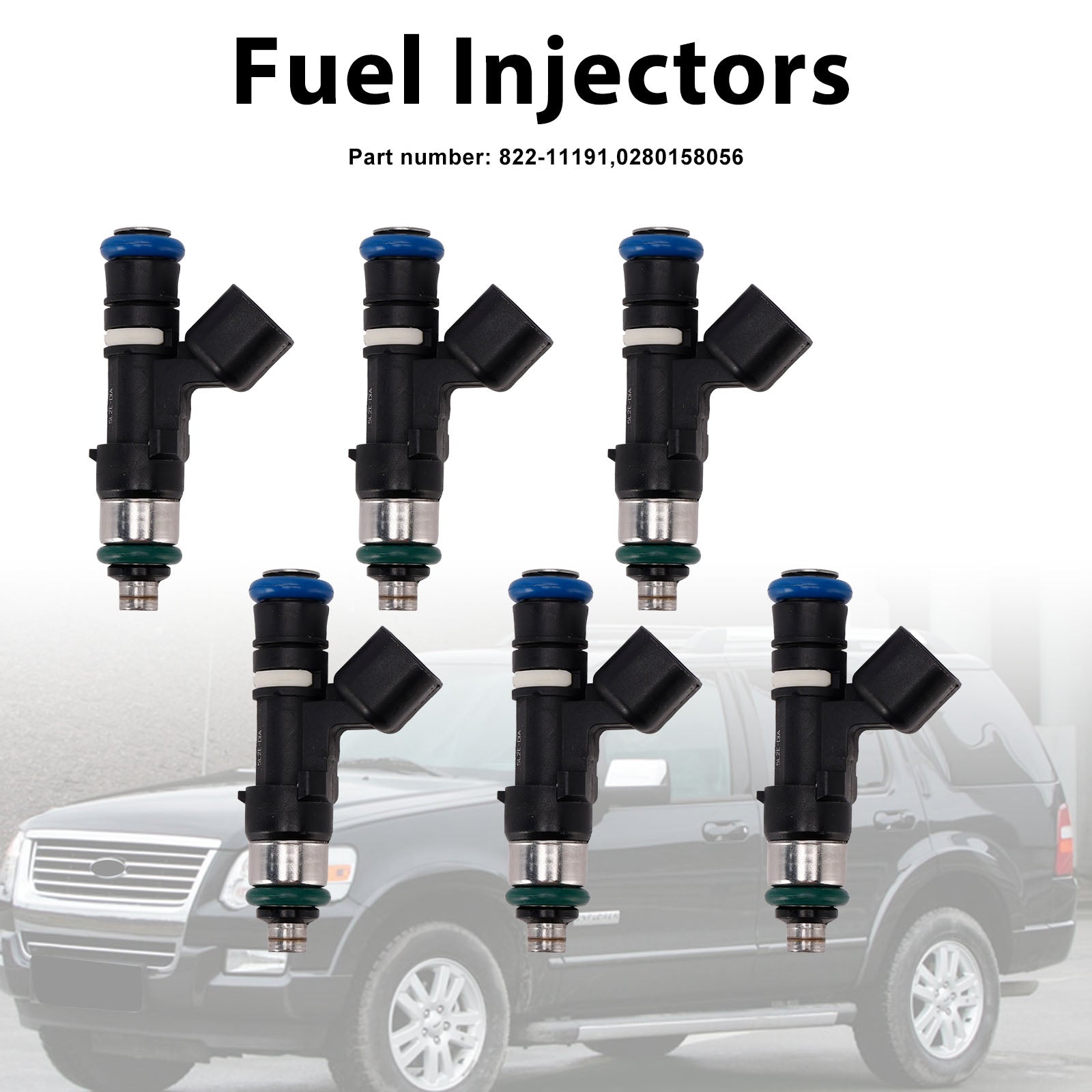 6PC 822-11191 Fuel Injectors 0280158056 For Mercury Mountaineer Ford