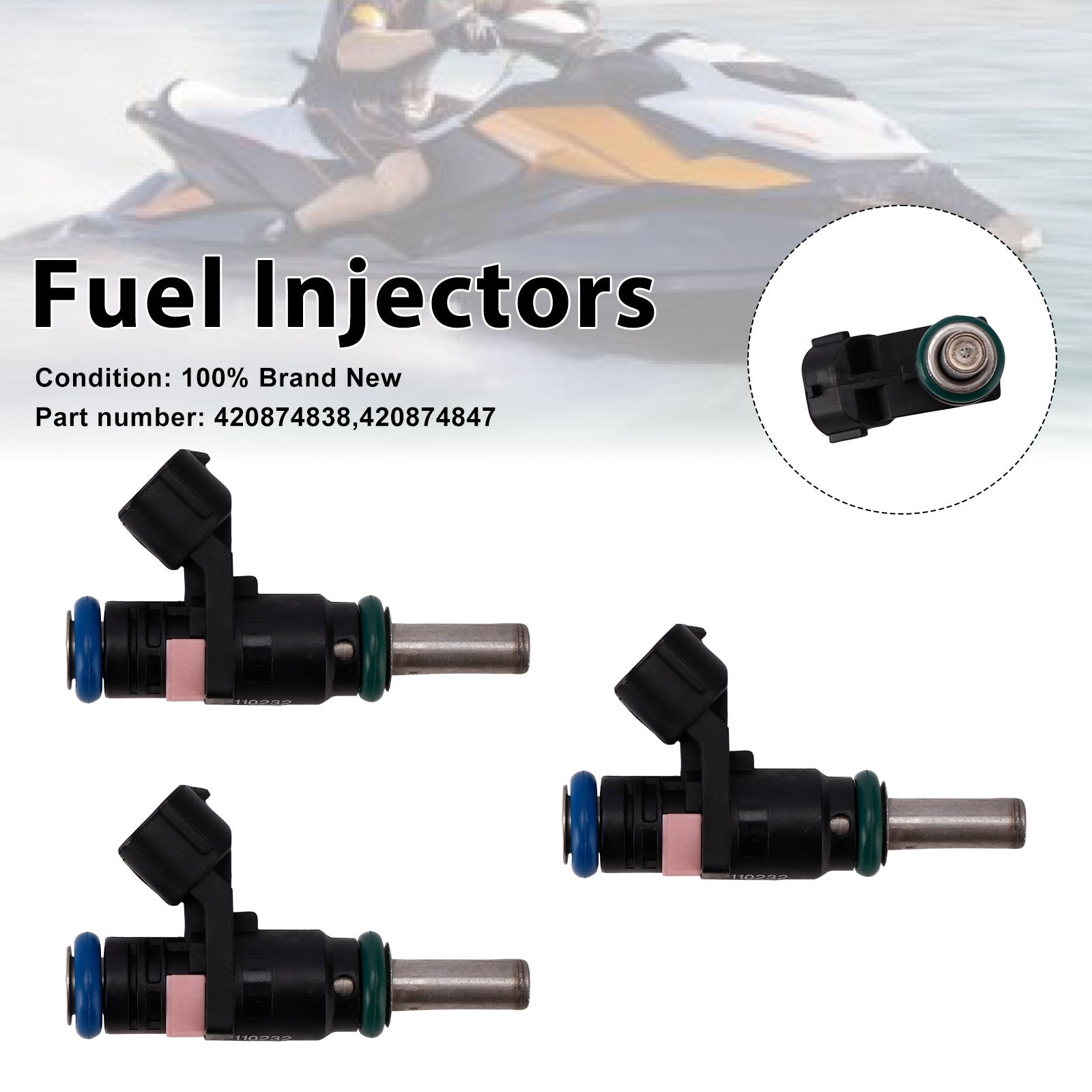 3PC 420874847 Fuel Injectors 420874838 For Sea-Doo SPARK GTR GTI GTS