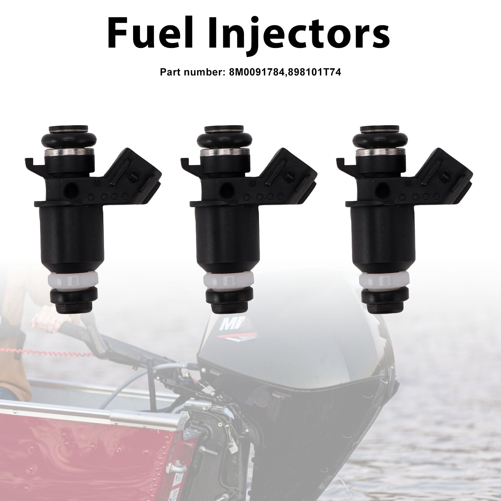 3PC 8M0091784 Fuel Injectors 898101T74 For Mercury Mariner Outboard 25HP 30HP