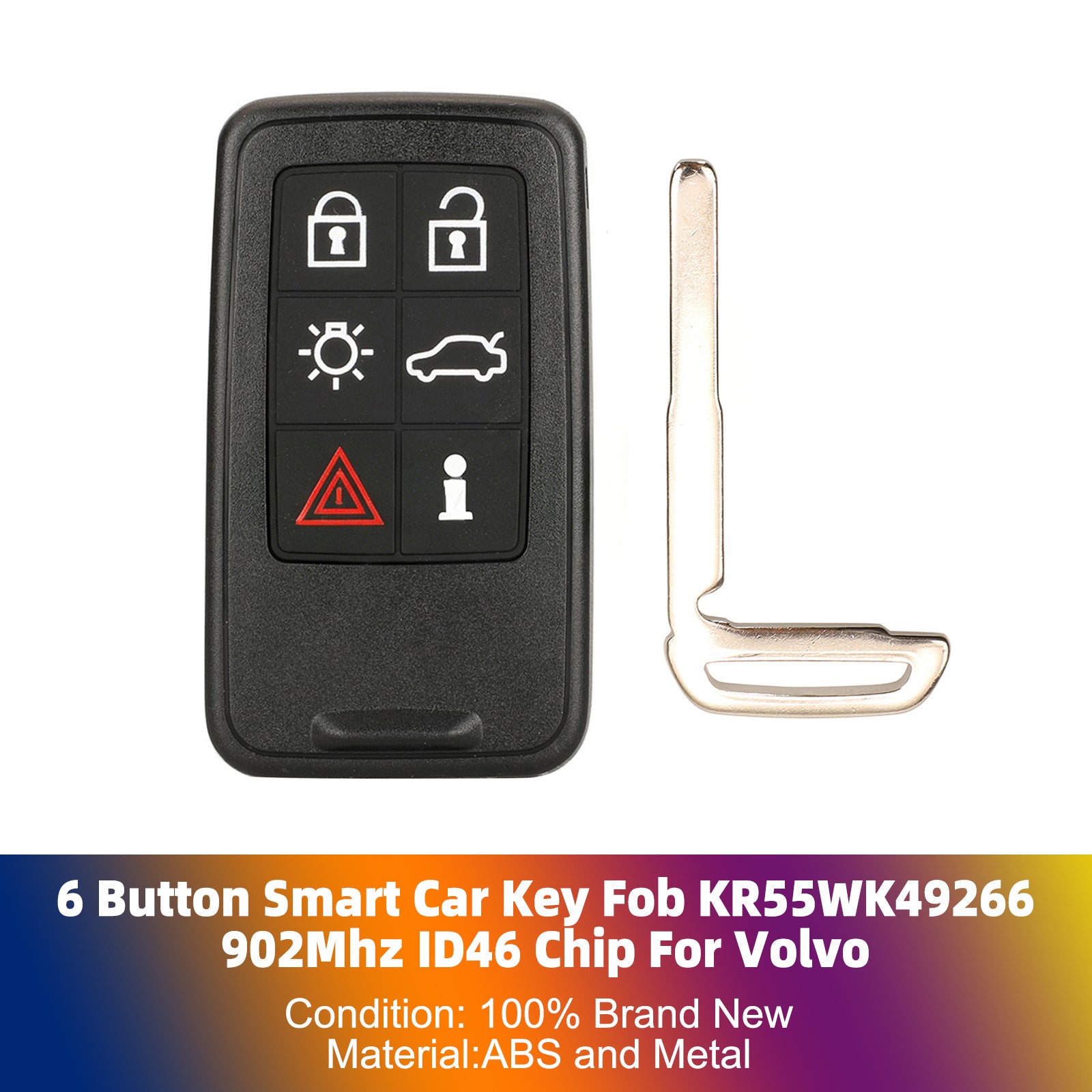 6 Button Smart Car Key Fob KR55WK49266 902Mhz ID46 Chip For Volvo