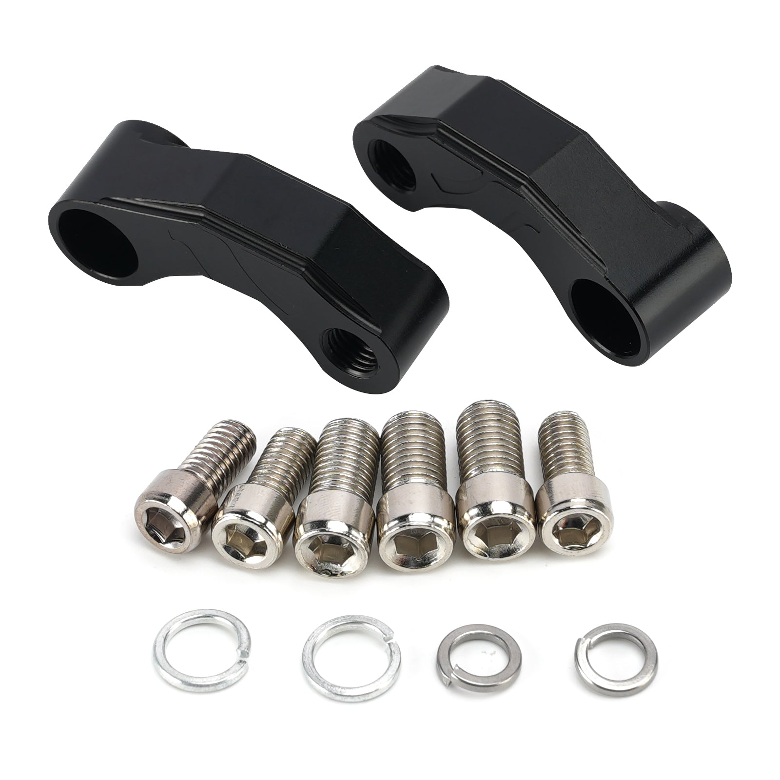 Pair Black Aluminum Mirror Extenders Risers Extension 10mm Universal Fit