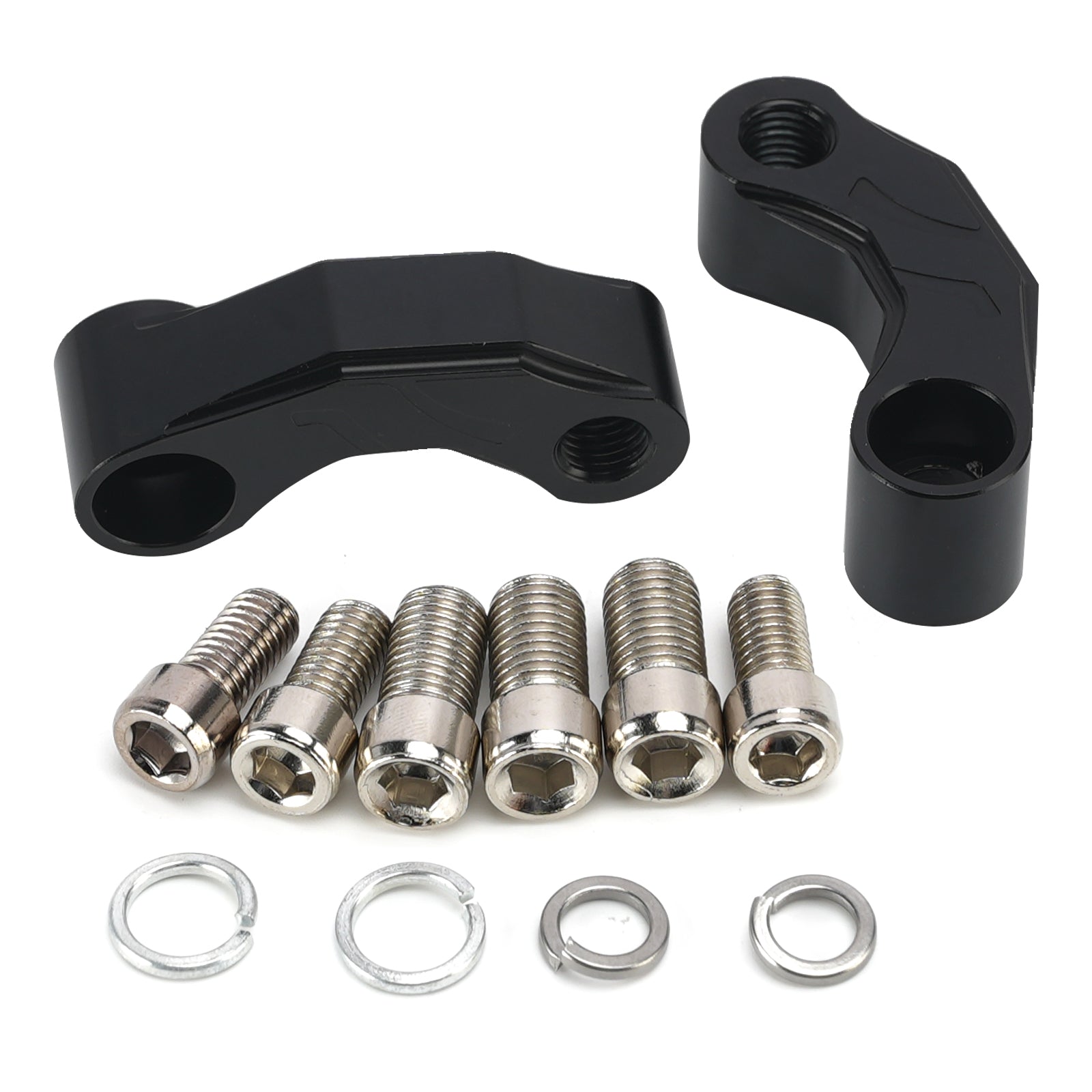 Pair Black Aluminum Mirror Extenders Risers Extension 10mm Universal Fit
