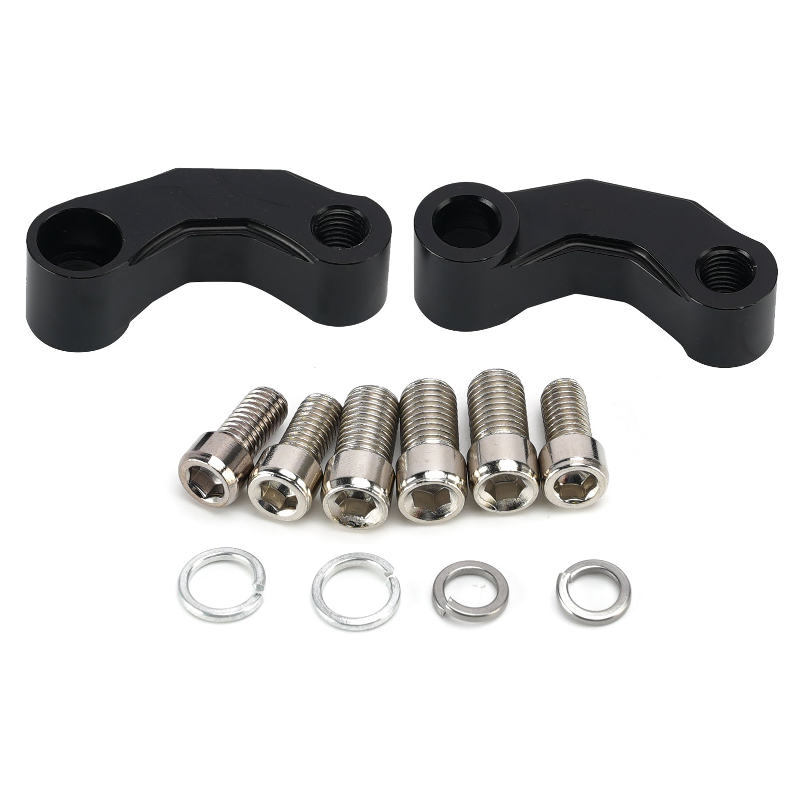 Pair Black Aluminum Mirror Extenders Risers Extension 10mm Universal Fit