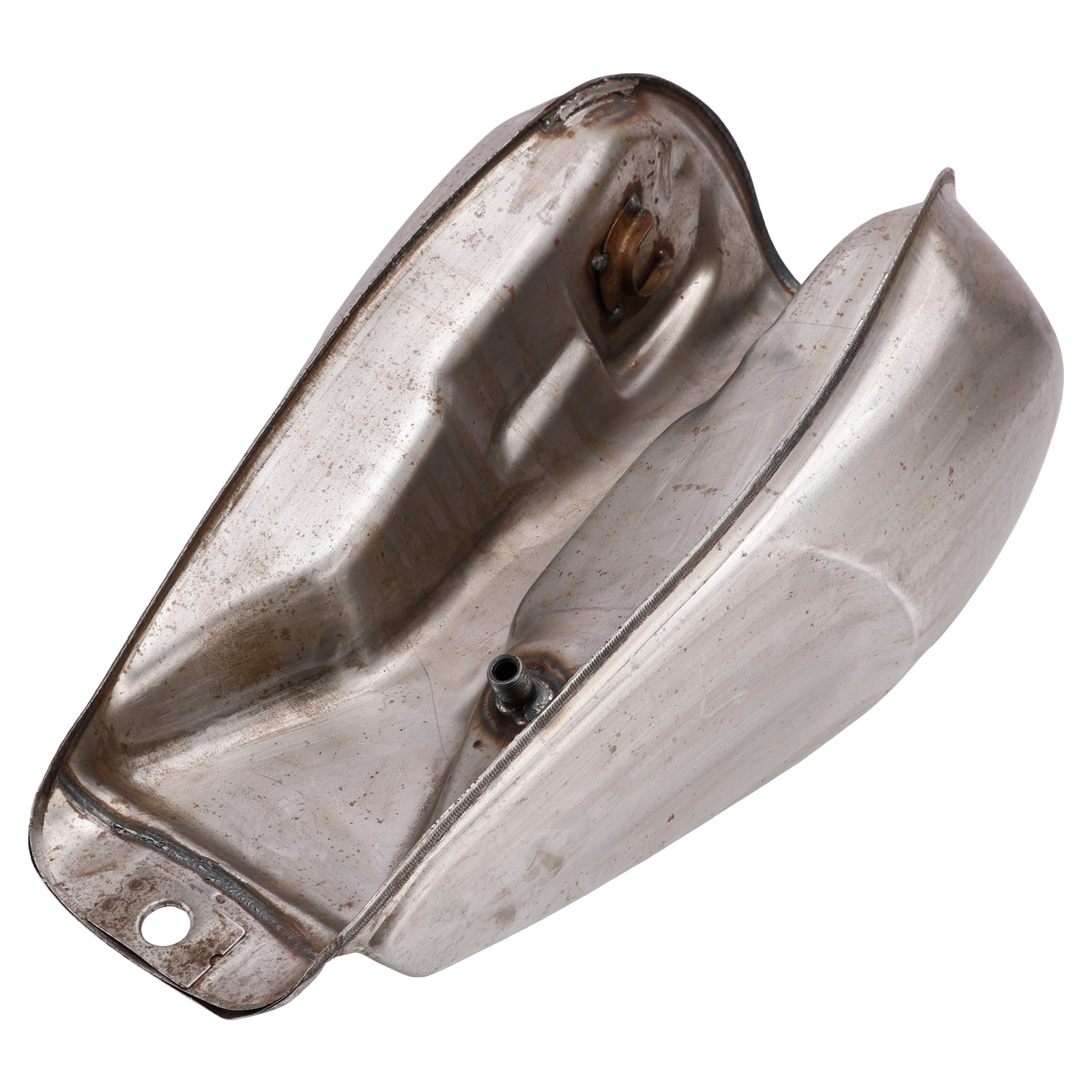 Scrambler Style Motorcycle Fuel Gas Tank 11L with Kneedents Bare Metal Unpainted