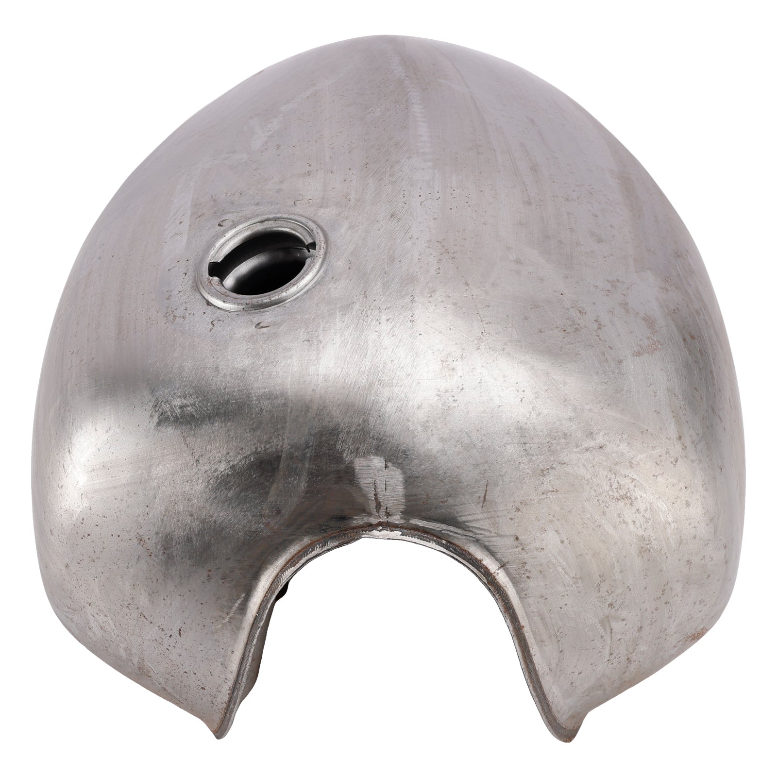 Scrambler Style Motorcycle Fuel Gas Tank 11L with Kneedents Bare Metal Unpainted