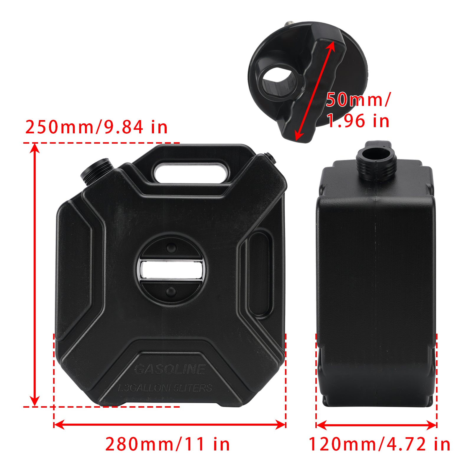 5L Oil Gas Container Anti-static Jerry Can Fuel Tank Black For Touring Adventure