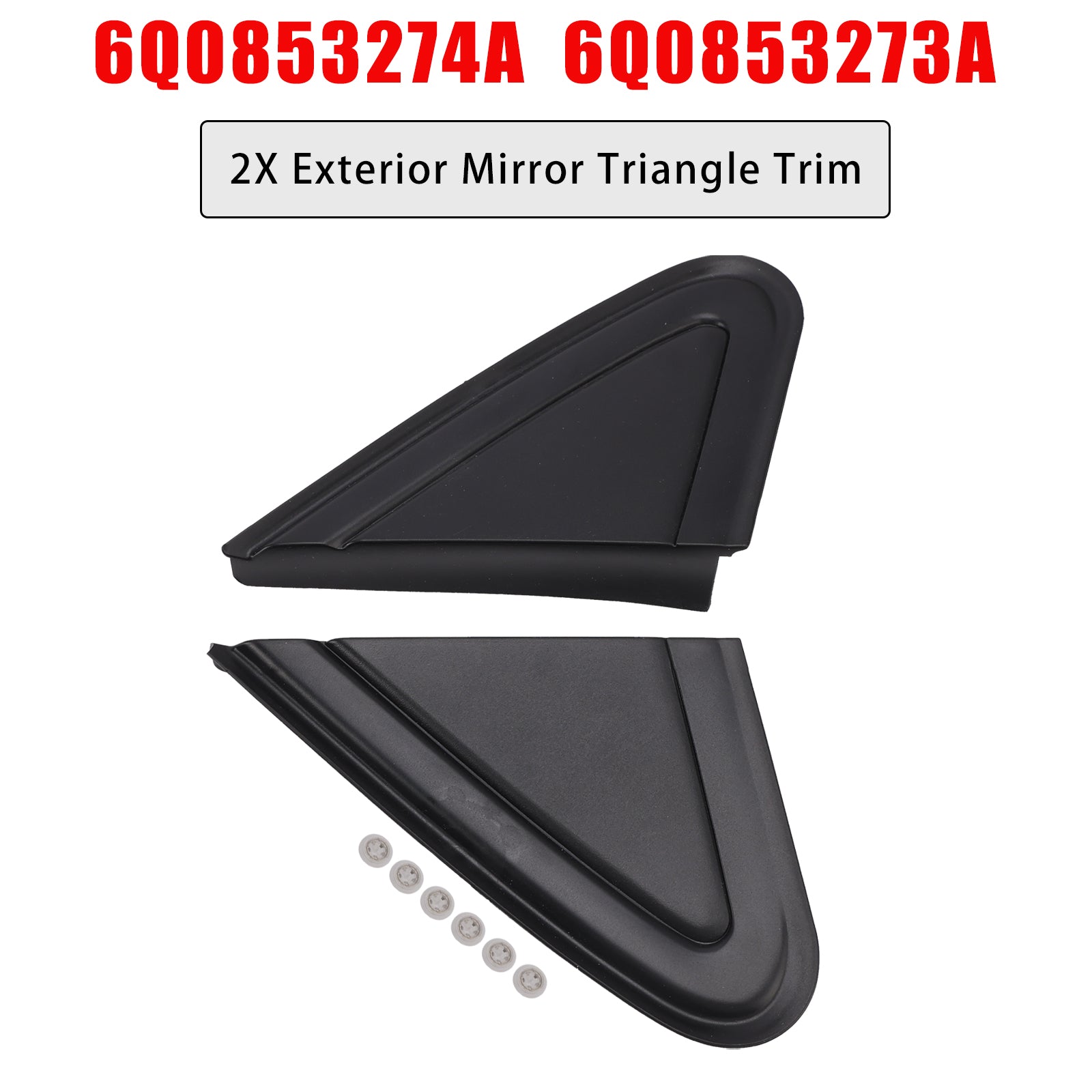 2X Exterior Mirror Triangle Trim for VW Polo 6Q0853274A 6Q0853273A