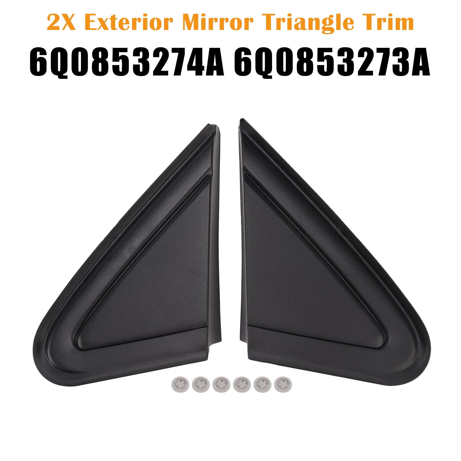 2X Exterior Mirror Triangle Trim for VW Polo 6Q0853274A 6Q0853273A