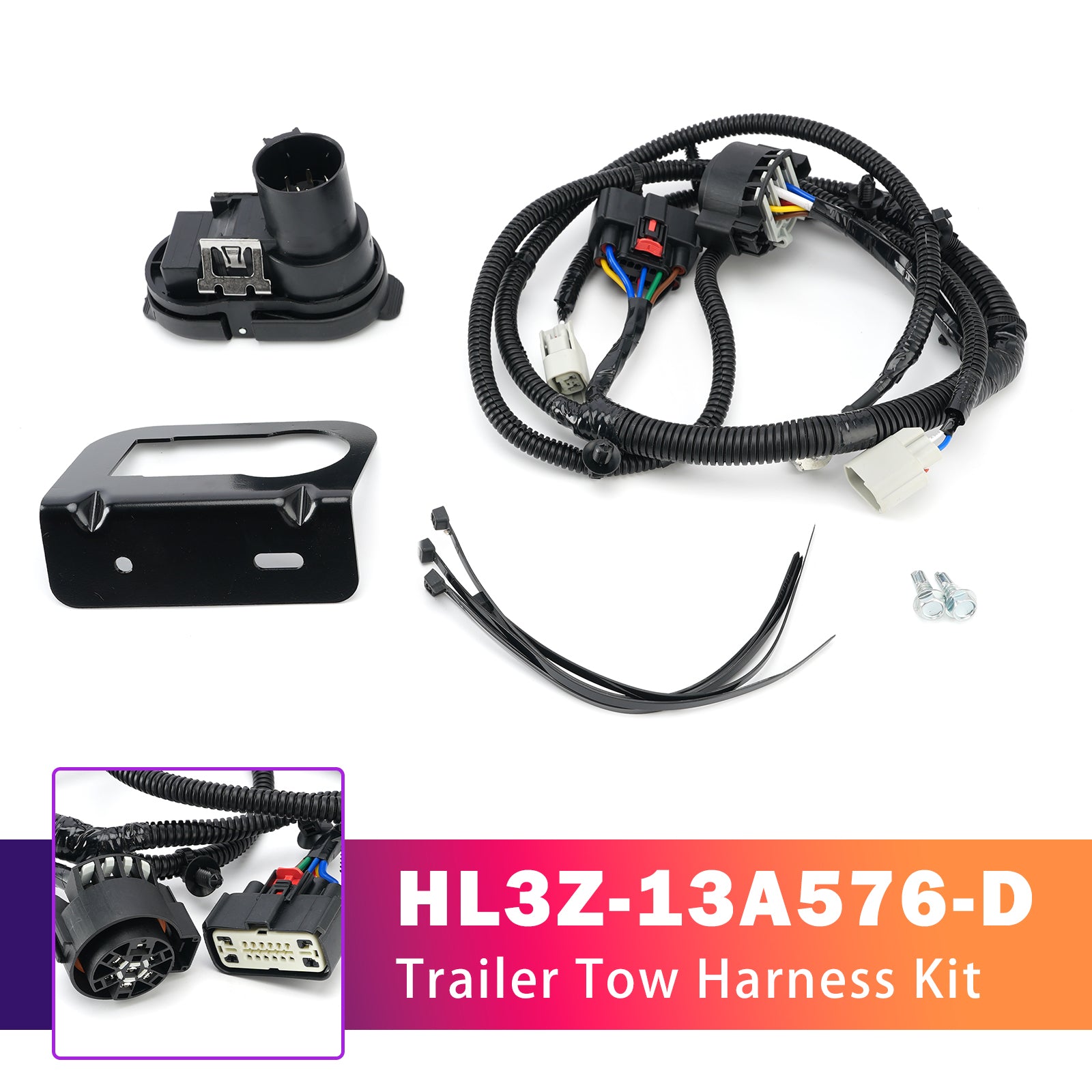 Trailer Tow Harness Kit for Ford F150 2015-2020 HL3Z-13A576-D w/o Parking Aid