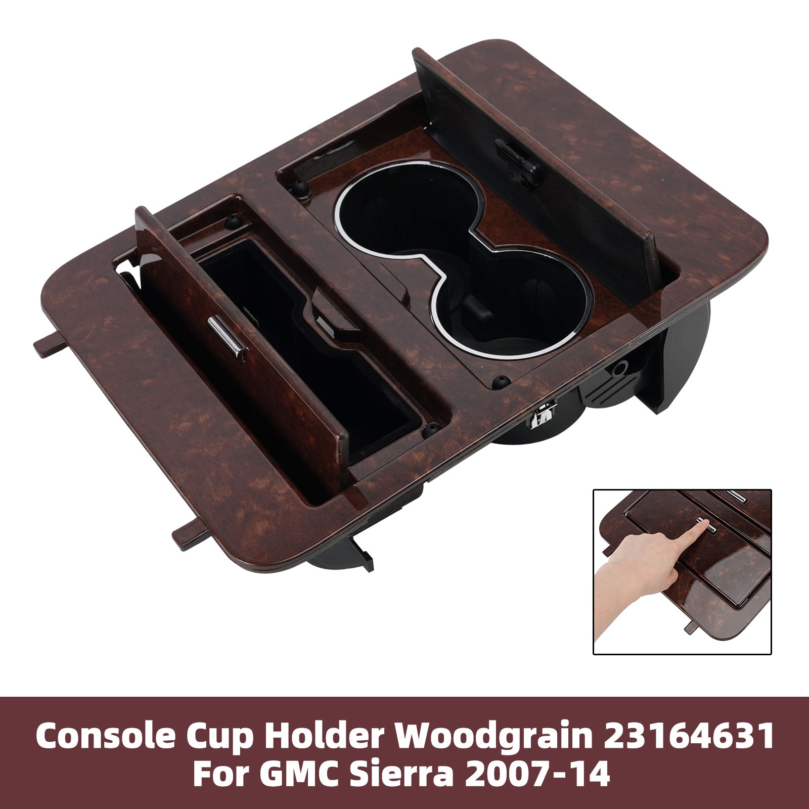 Console Cup Holder Woodgrain 23164631 For GMC Sierra 2007-2014