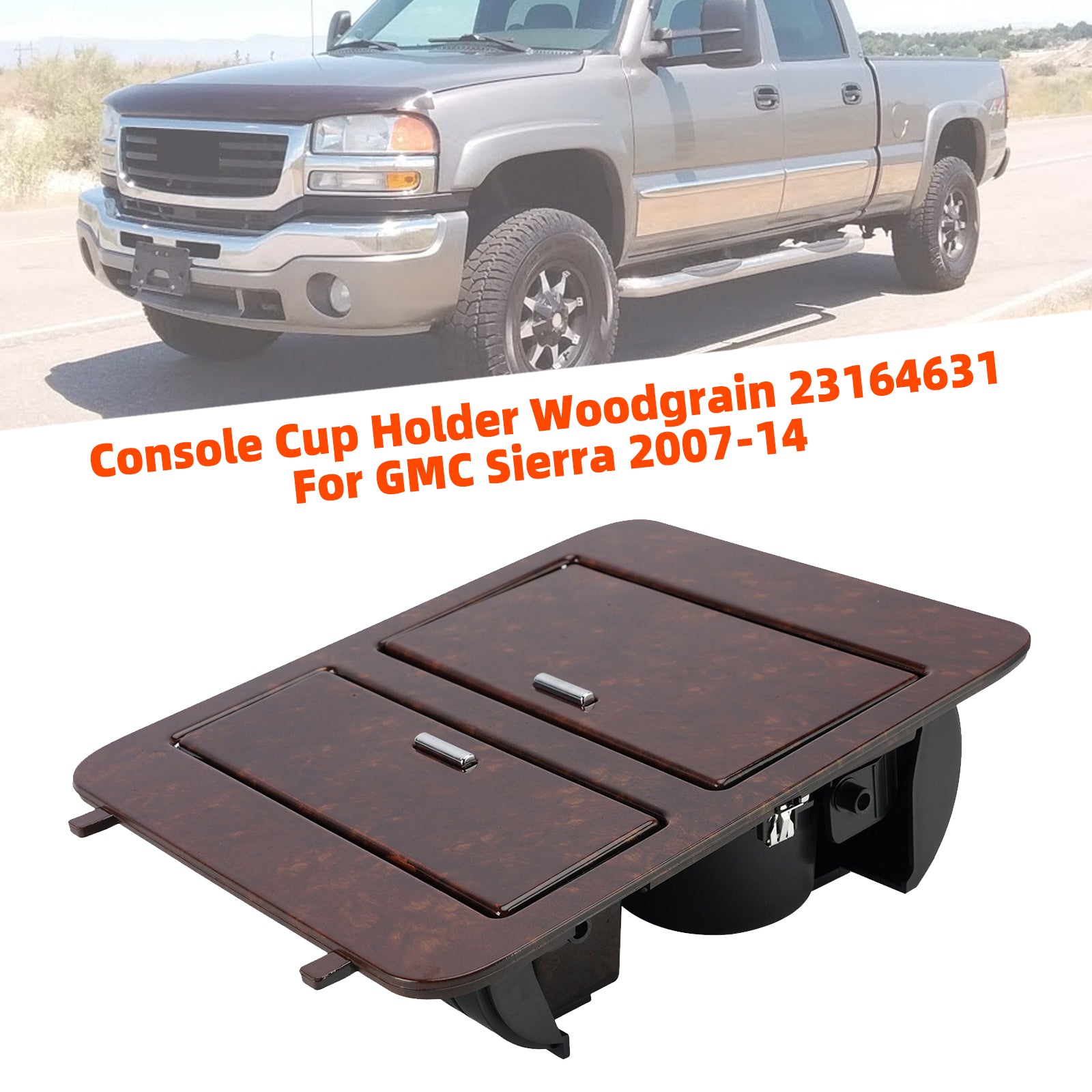Console Cup Holder Woodgrain 23164631 For GMC Sierra 2007-2014