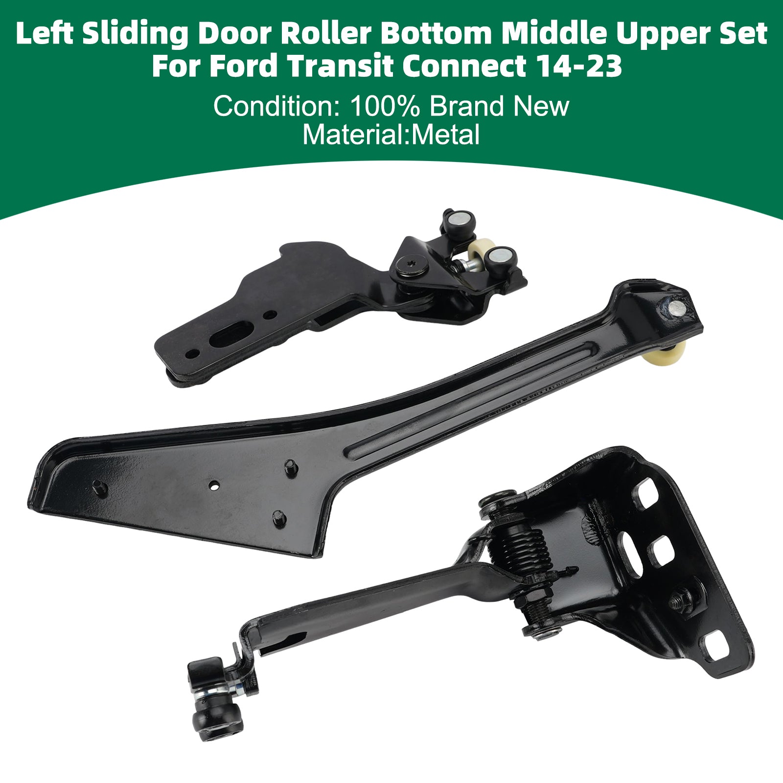 Left Sliding Door Roller Bottom Middle Upper Set For Ford Transit Connect