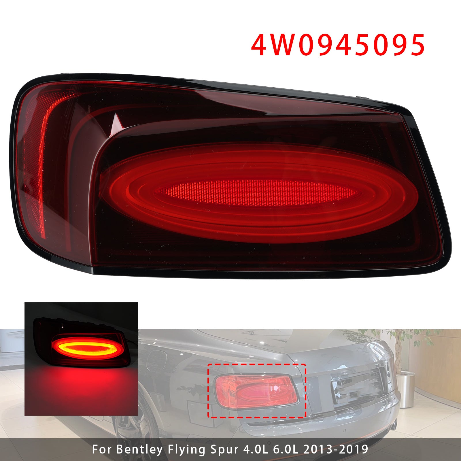 Left Tail Light 4W0945095 For Bentley Flying Spur 4.0L 6.0L 2013-2019 Black