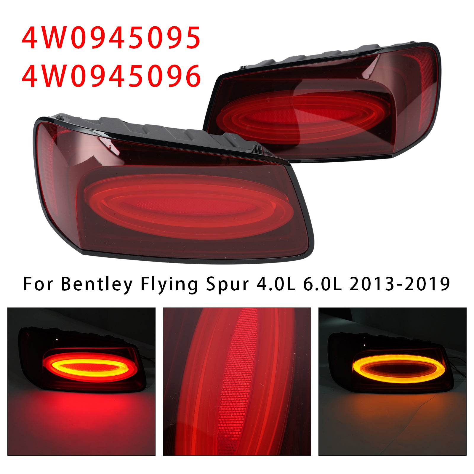 Left+Right Tail Light For Bentley Flying Spur 4.0L 6.0L 2013-2019 Black