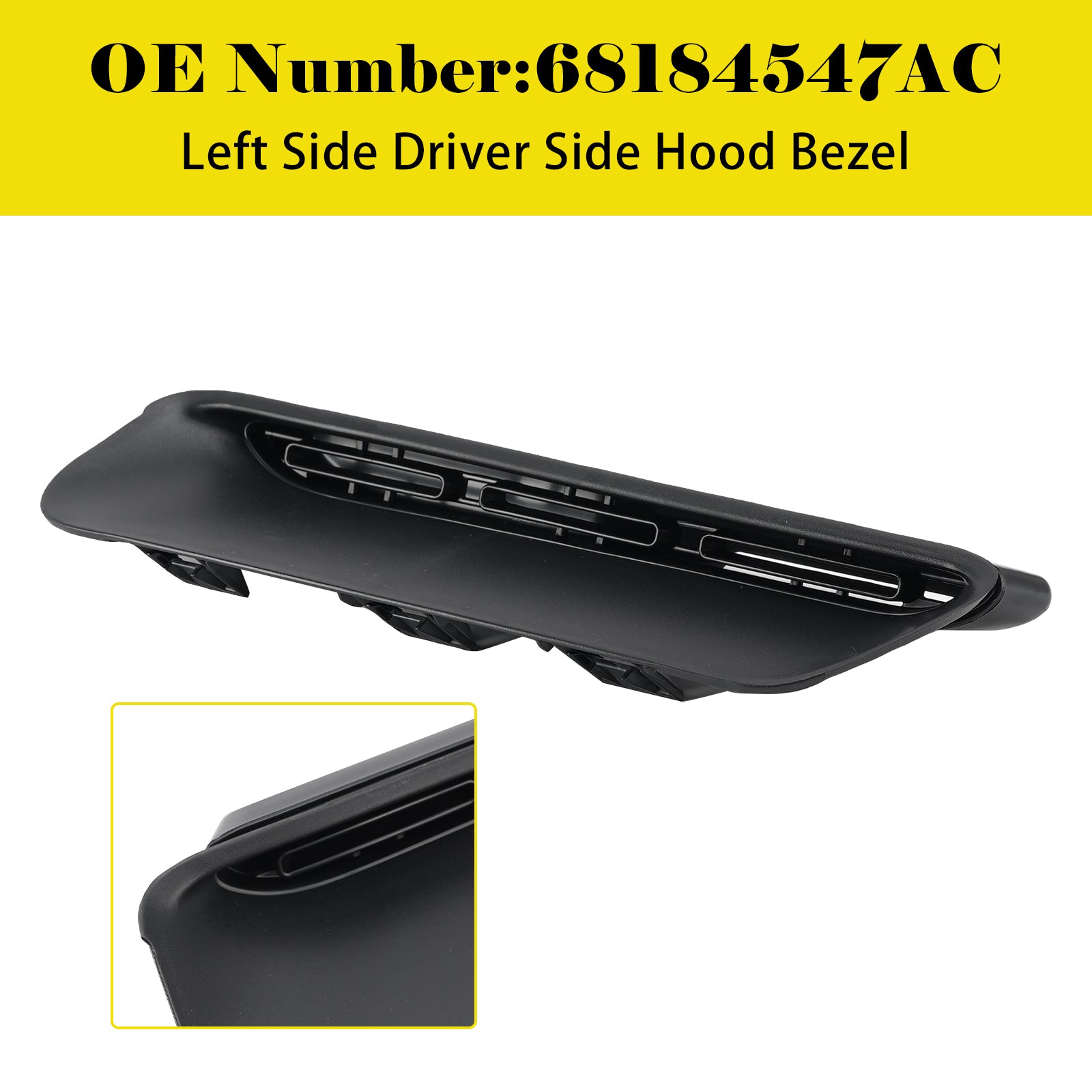 Left Side Driver Side Hood Bezel 68184547AC For Dodge Challenger 2015-2023