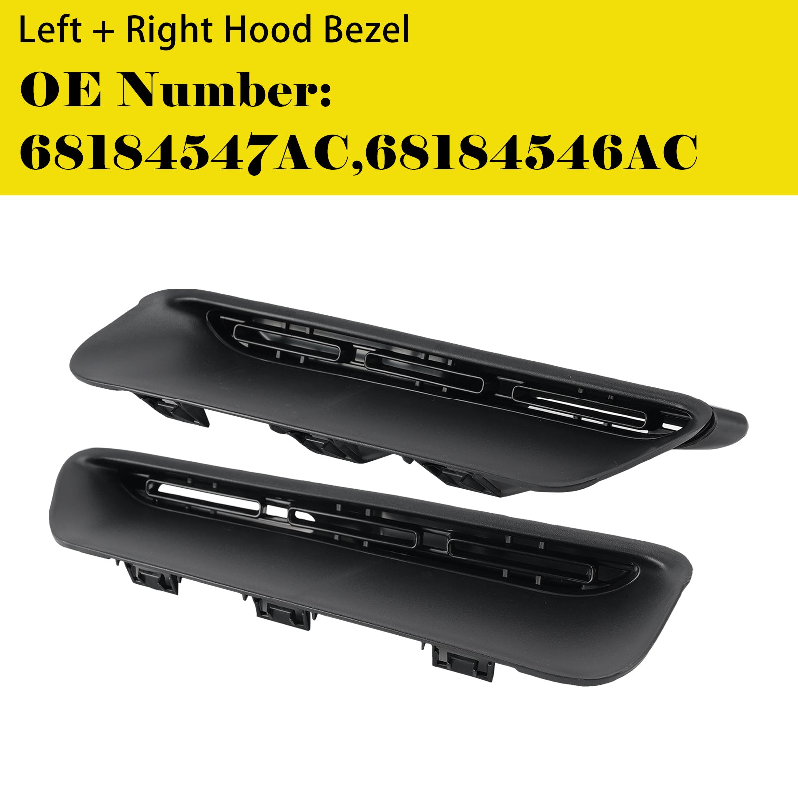 Left + Right Hood Bezel 68184547AC 68184546AC For Dodge Challenger 2015-2023