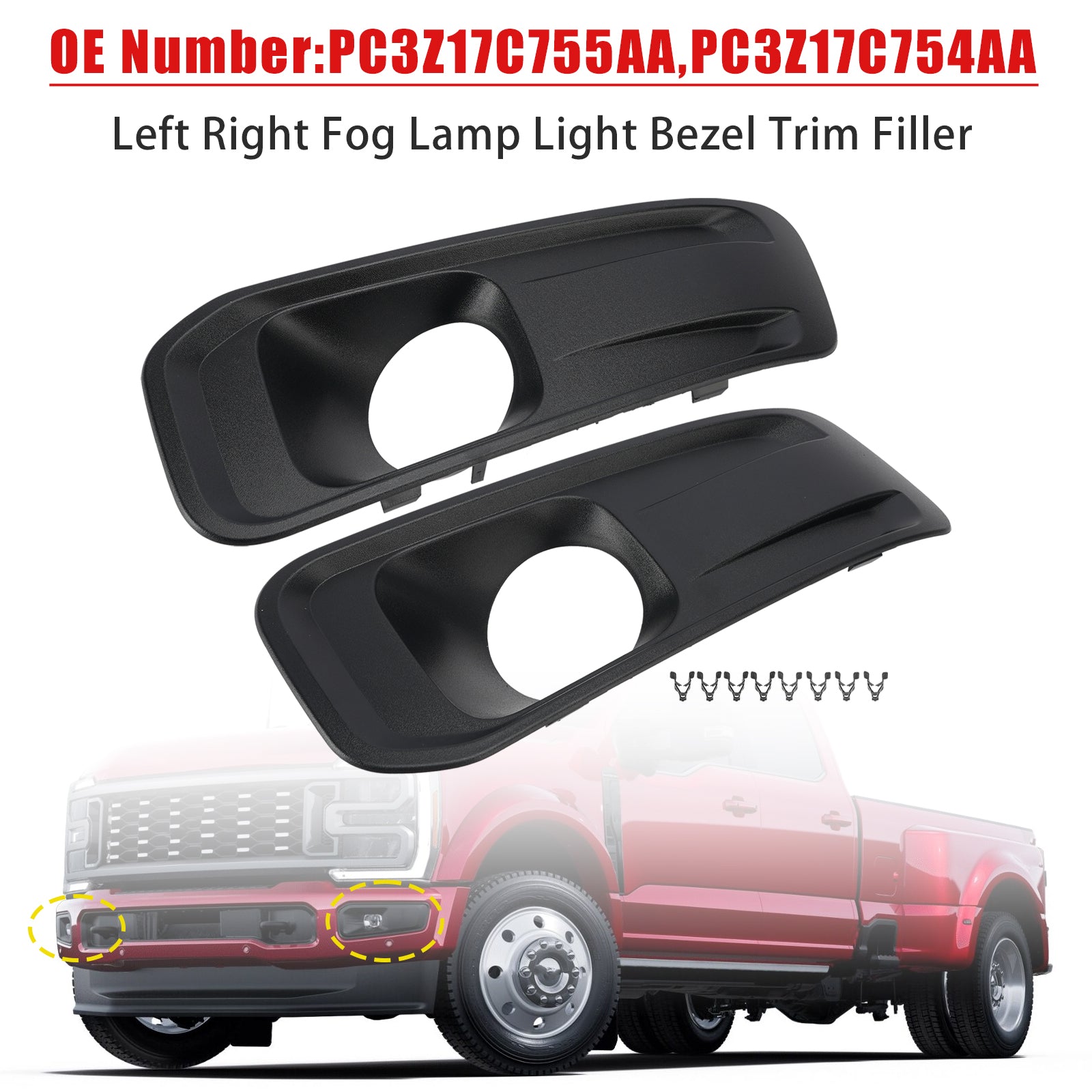 Left Right Fog Lamp Light Bezel Trim Filler For Ford F250/350/450/550 2023-2025