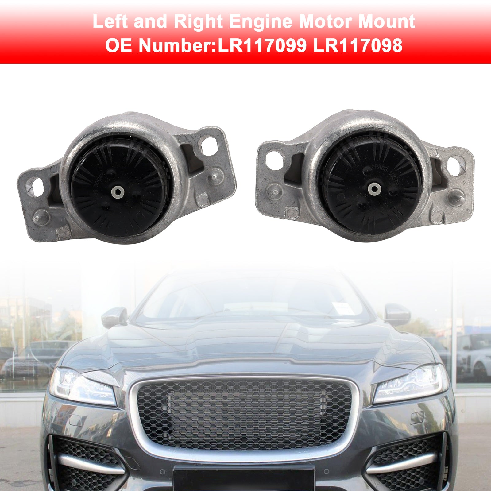 Left and Right Engine Motor Mount LR117099 LR117098 For Range Rover Velar 2.0 Turbo