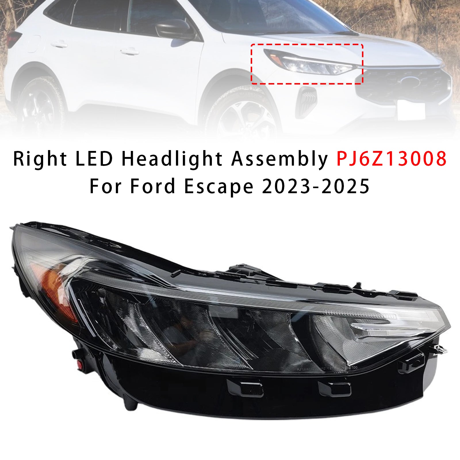 Right LED Headlight Assembly PJ6Z13008C For Ford Escape 2023-2025
