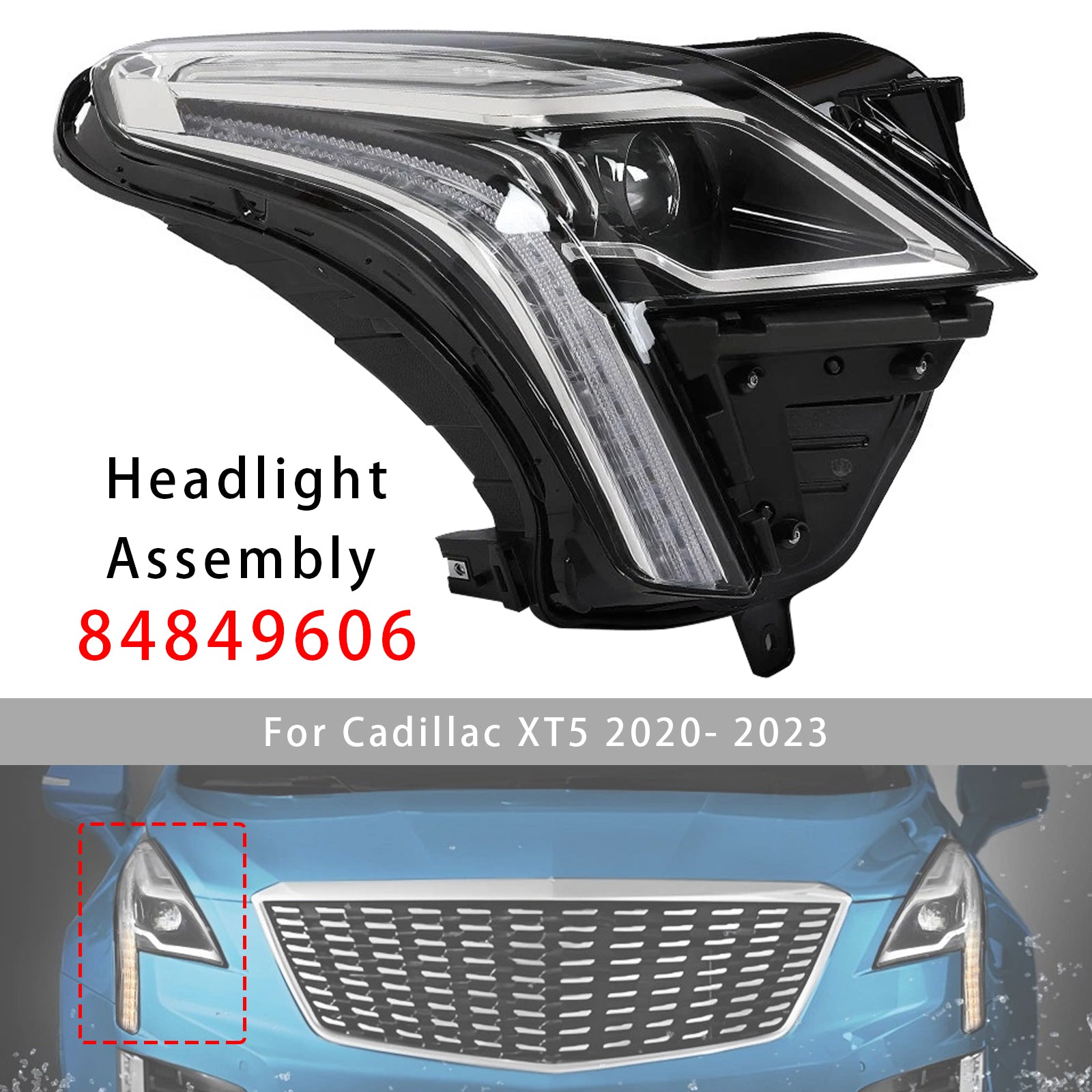 Right LED Headlight Assembly 84849606 For Cadillac XT5 2020-2023