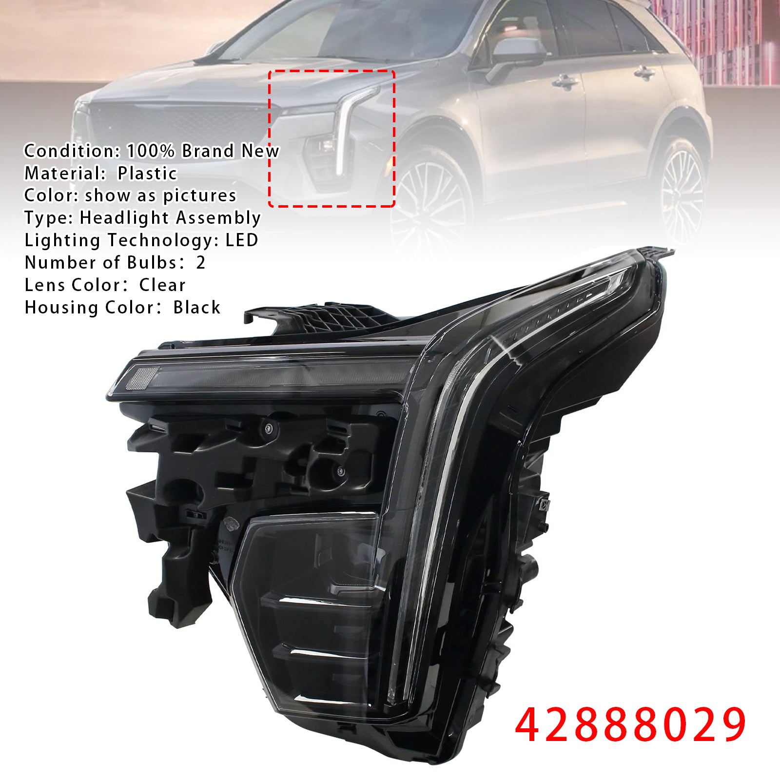 Left LED Headlight Assembly 42888029 For Cadillac XT4 2024-2025