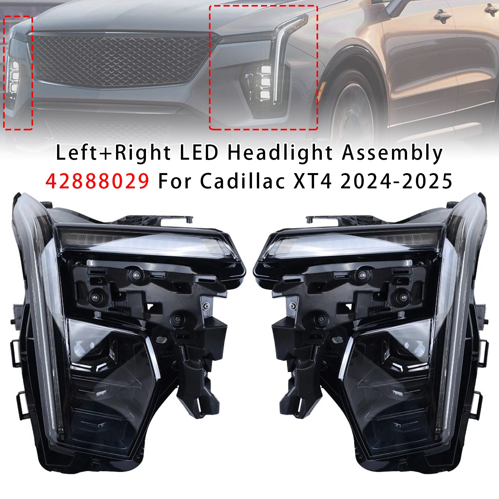 Left+Right LED Headlight Assembly 42888029 For Cadillac XT4 2024-2025
