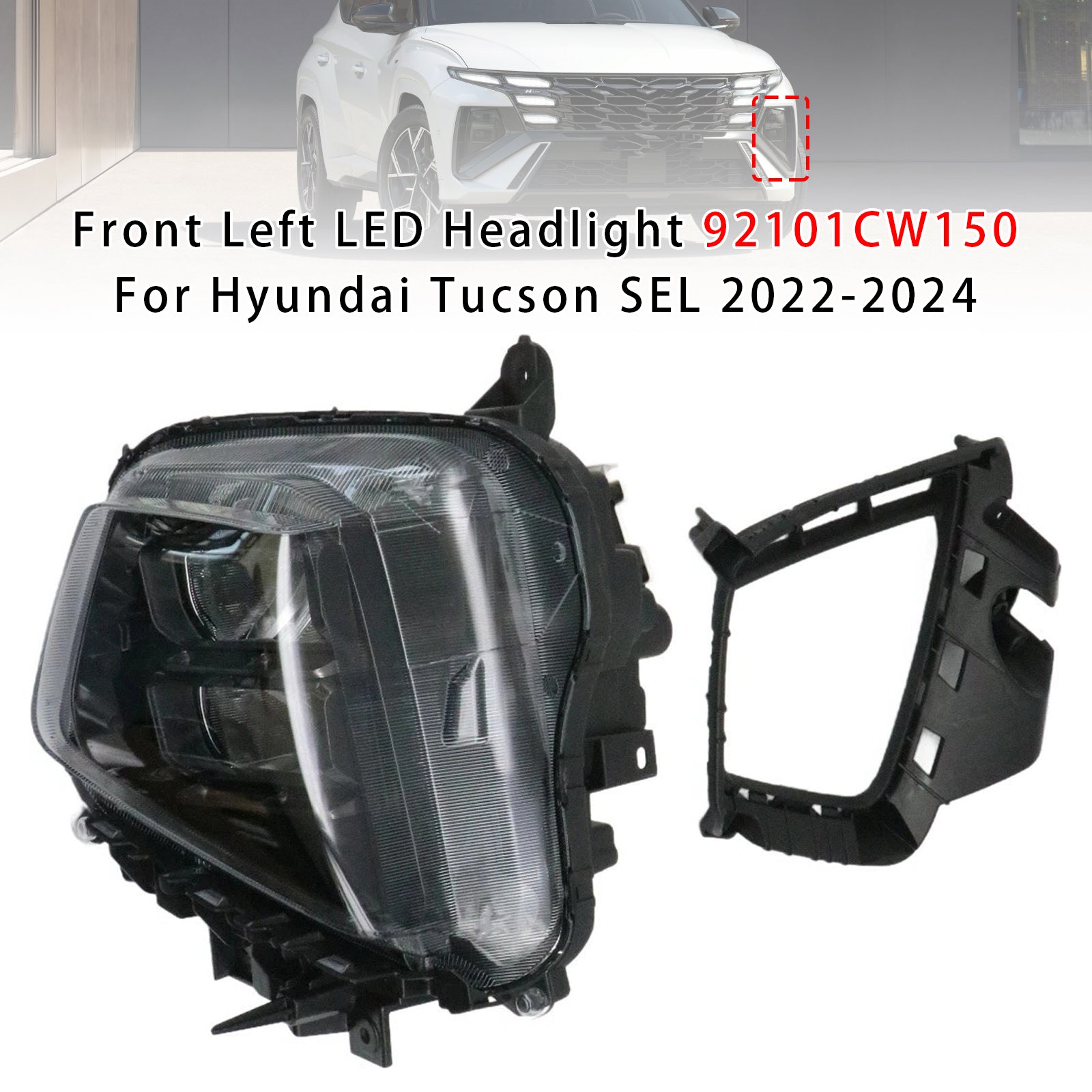 Front Left LED Headlight 92101CW150 For Hyundai Tucson SEL 2022-2024