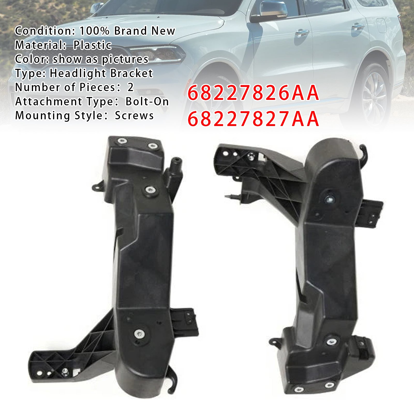 Left+Right Headlight Brackets 68227826AA 68227827AA For Dodge Durango 2014-2021
