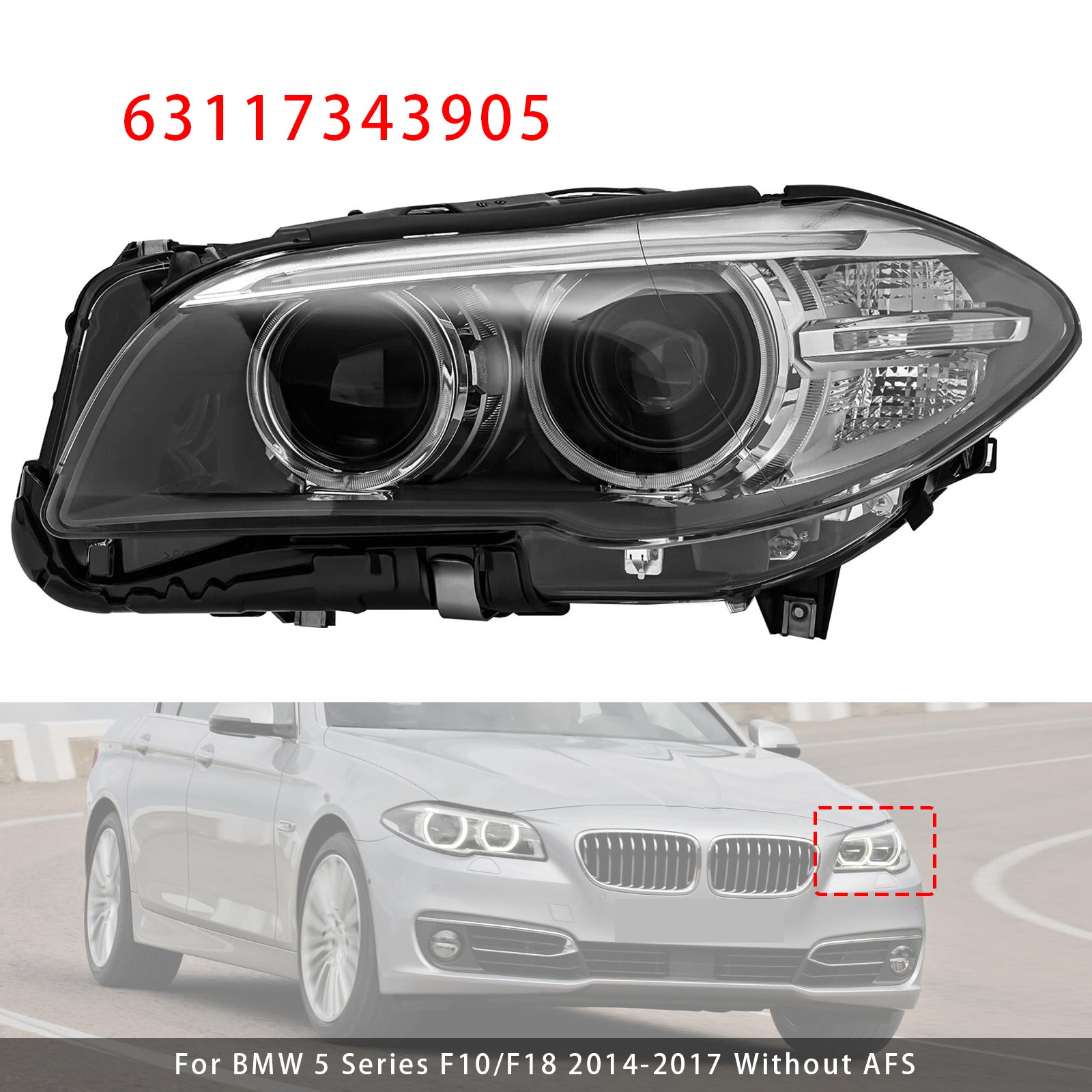 Front Left HID Xenon Headlight W/o AFS For BMW 5Series 528i 535i 2014-2017