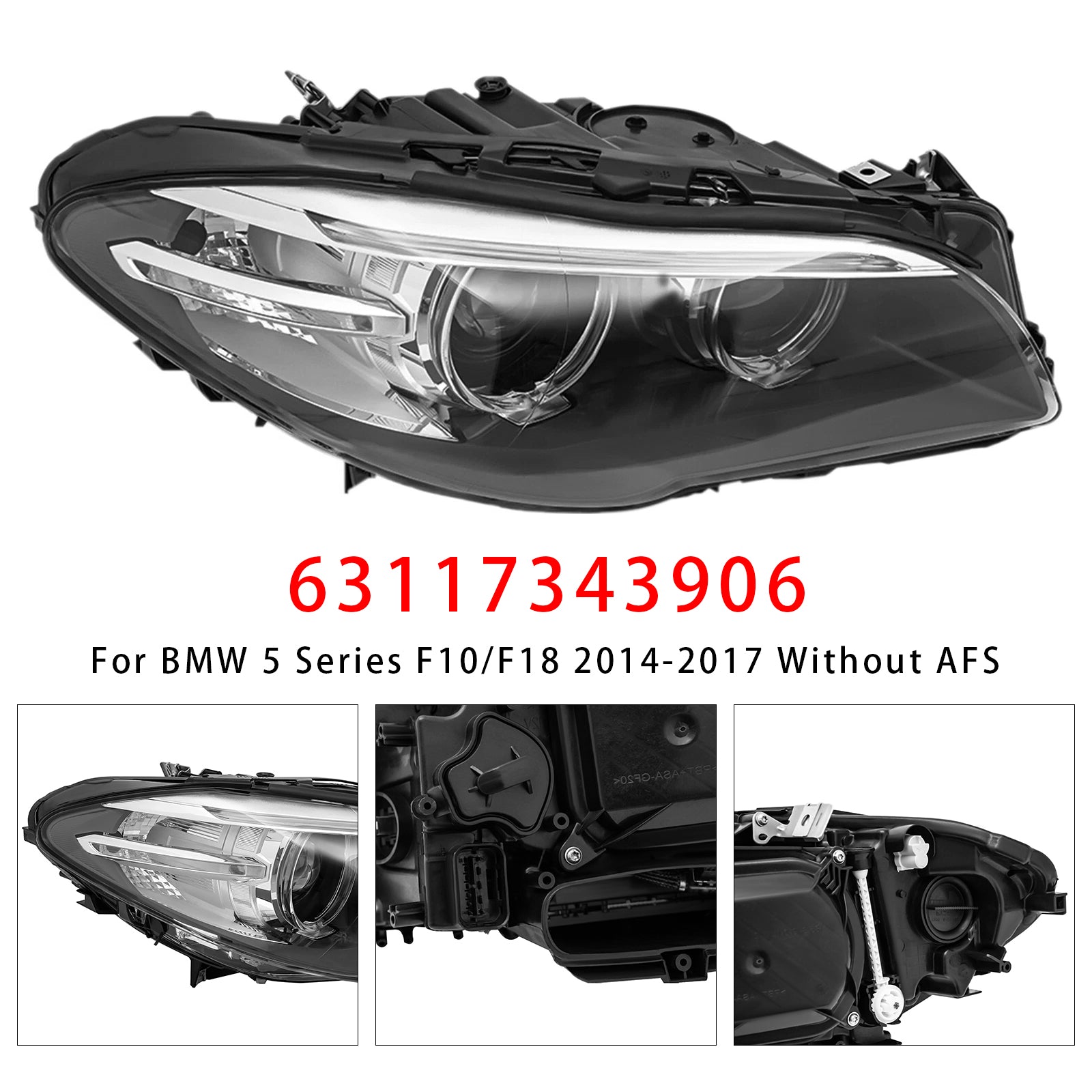 Front Right HID Xenon Headlight W/o AFS For BMW 5Series 528i 535i 2014-2017